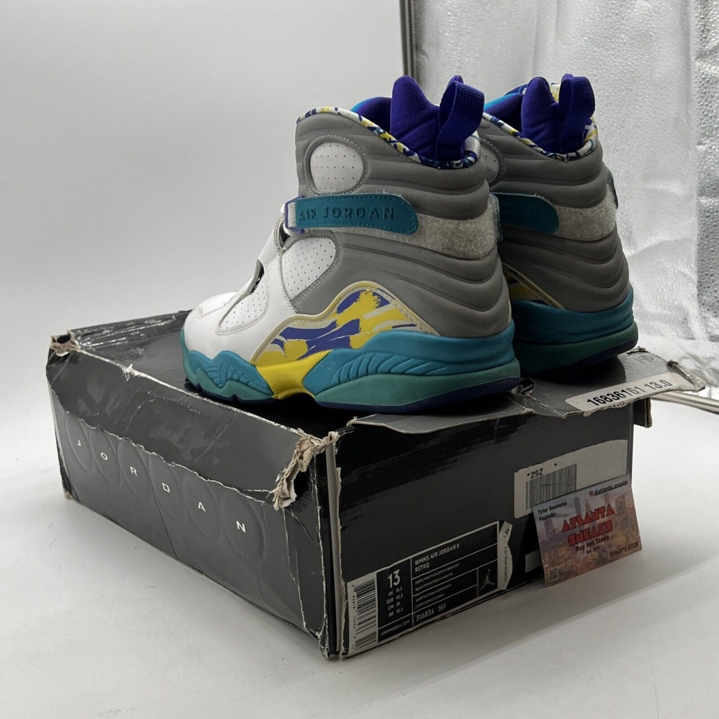 Size 13 - Air Jordan 8 Retro White Aqua W (316836-161)