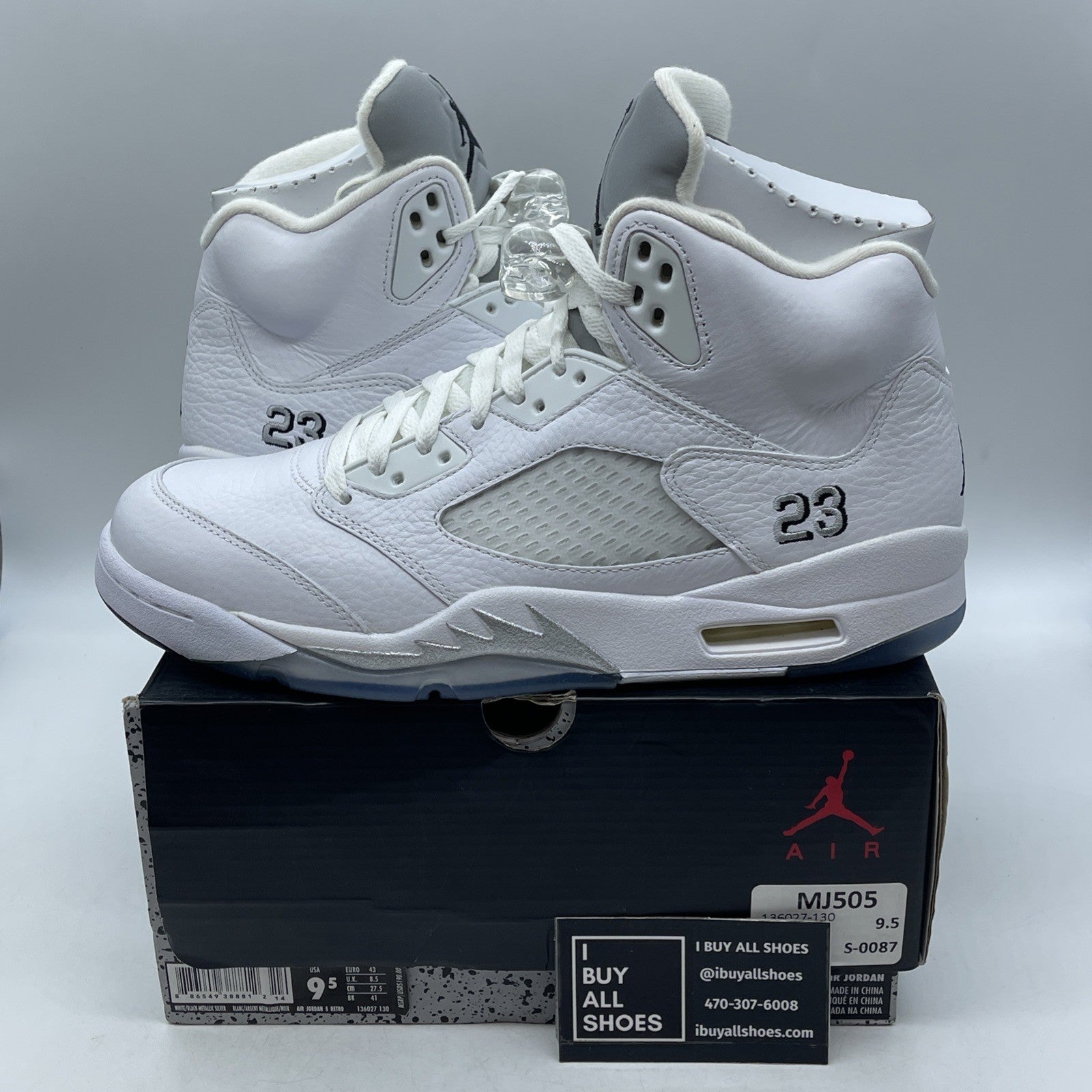Size 9.5 - Air Jordan 5 Retro 2015 White Metallic (136027-130)