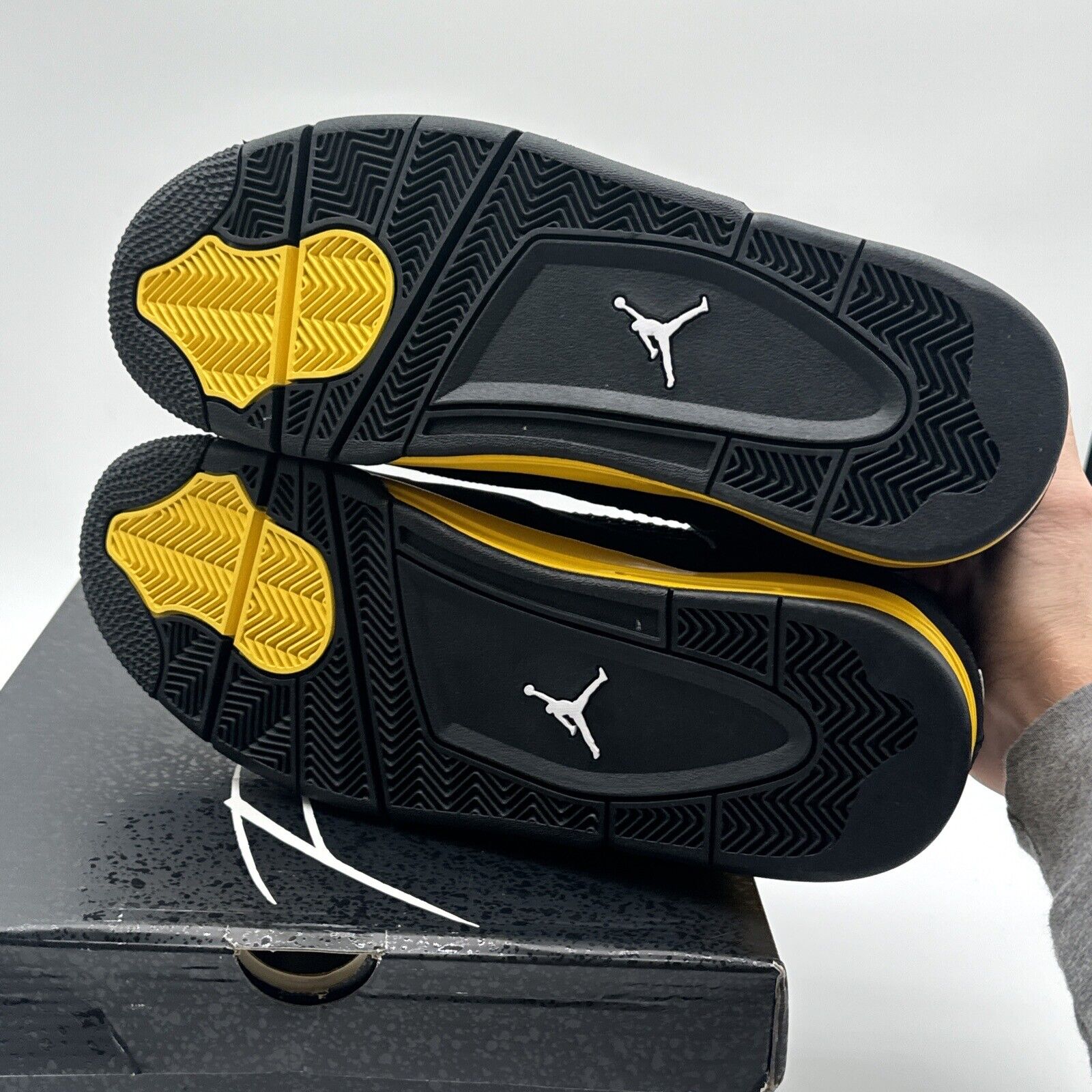 Size 12 - Jordan 4 Retro Mid Thunder Yellow Black Suede New Release Hot Shoes