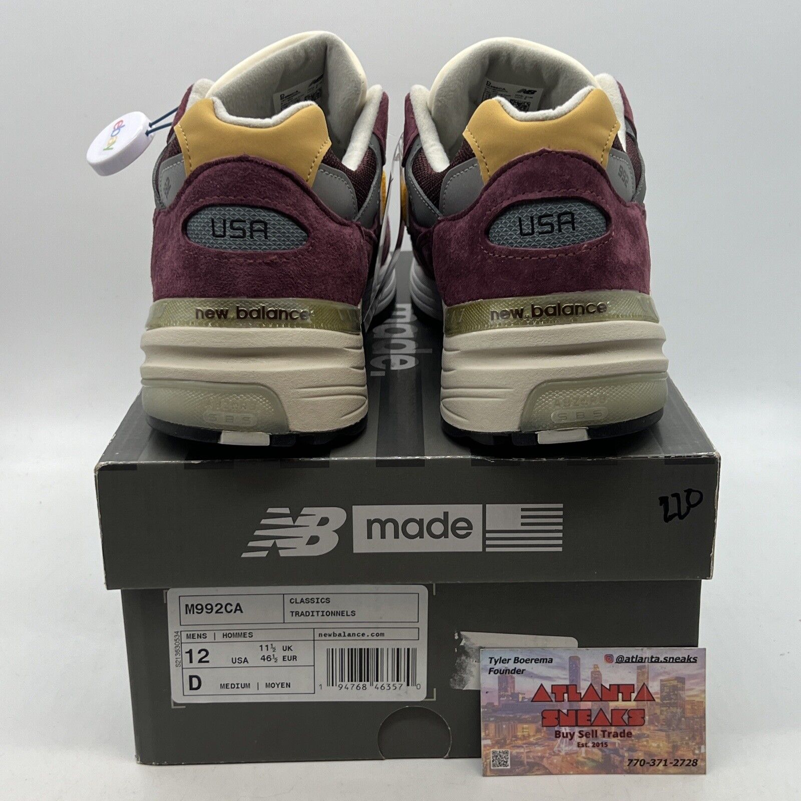 New Balance 992 Made In USA Burgundy Gold White (M992CA) Men’s Sneakers Size 12