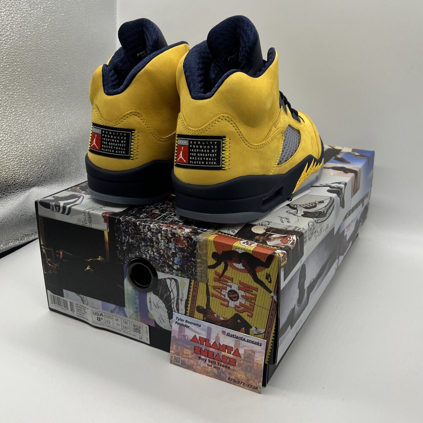 Size 8.5 - Air Jordan 5 Retro SP Michigan Brand New Og All Yellow Navy Black DS