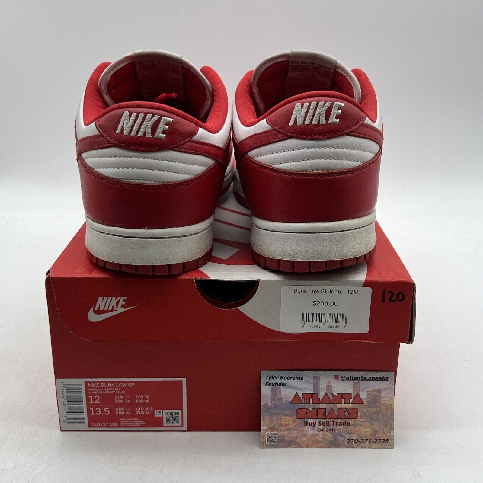 Size 12 - Nike Dunk Retro SP Low St. John's White Leather (CU1727-100)