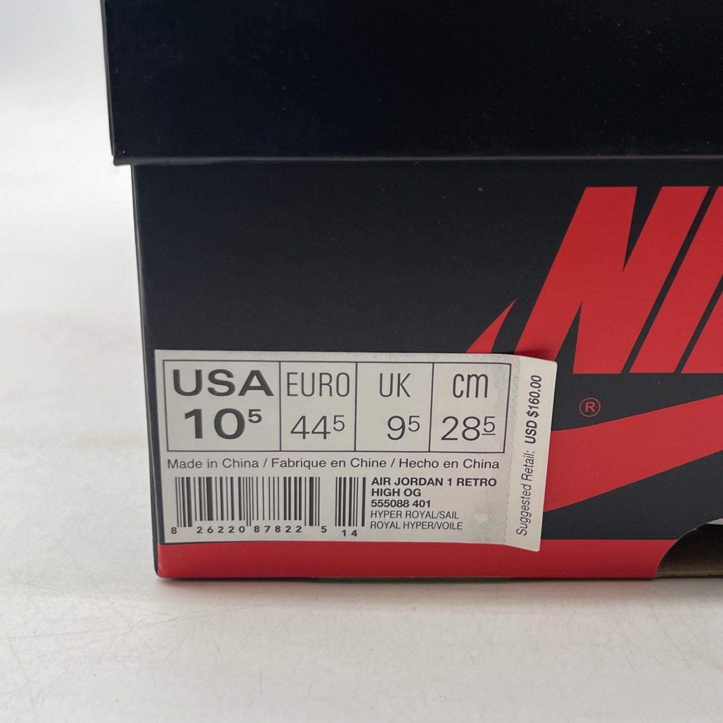 Size 10.5 - Air Jordan 1 Retro OG High Hyper Royal (555088-401)