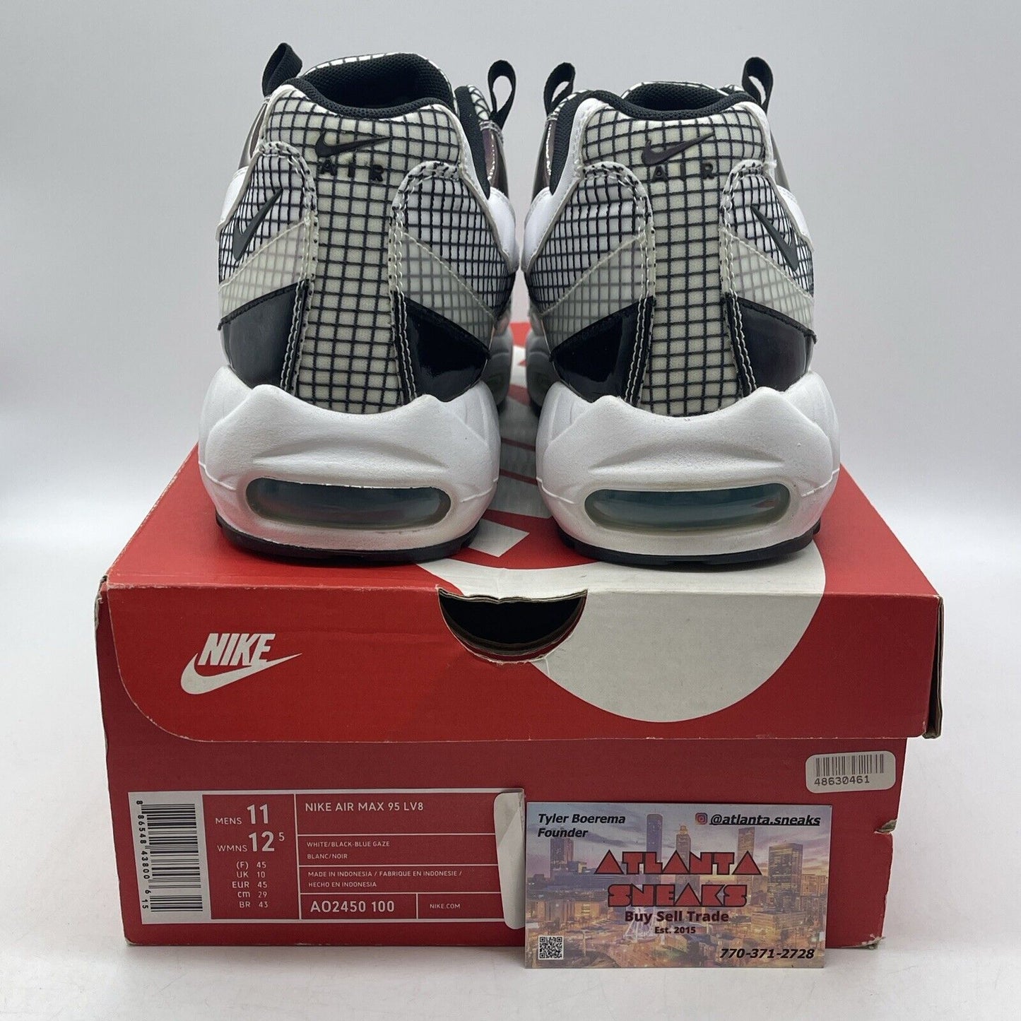 Size 11 - Nike Air Max 95 LV8 Grid White Black Purple Leather (AO2450-100)