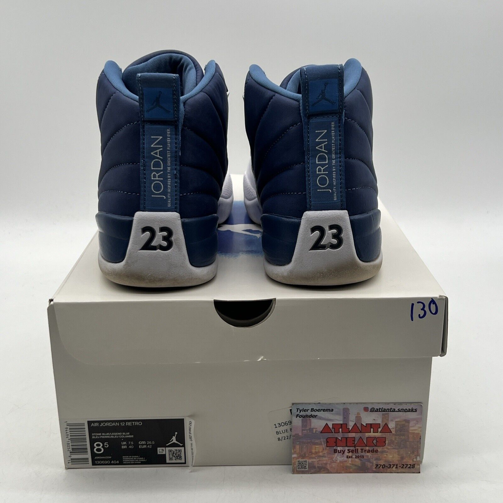 Size 8.5 - Jordan 12 Retro Indigo 2020 Navy White Blue Leather (130690-404)