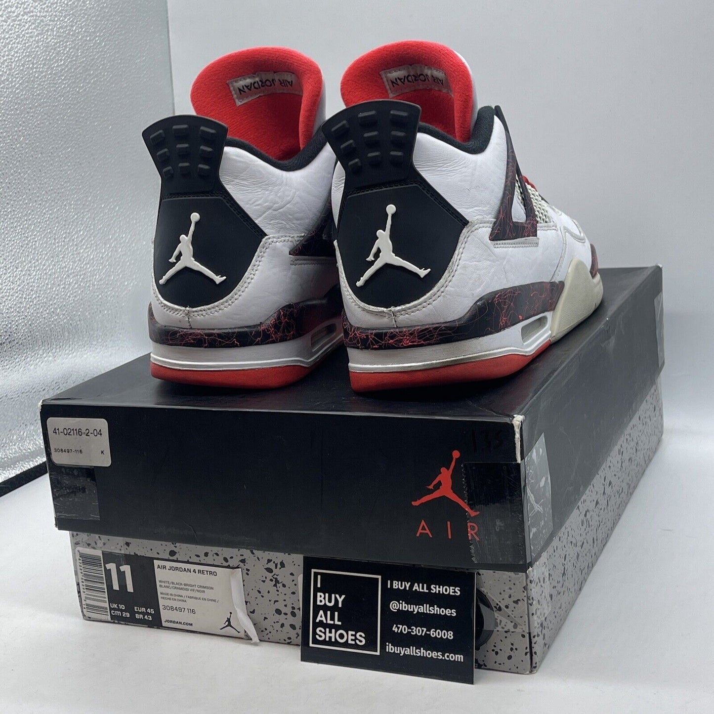 Size 11 - Jordan 4 Retro Pale Citron, Bright Crimson White Black (308497-116)