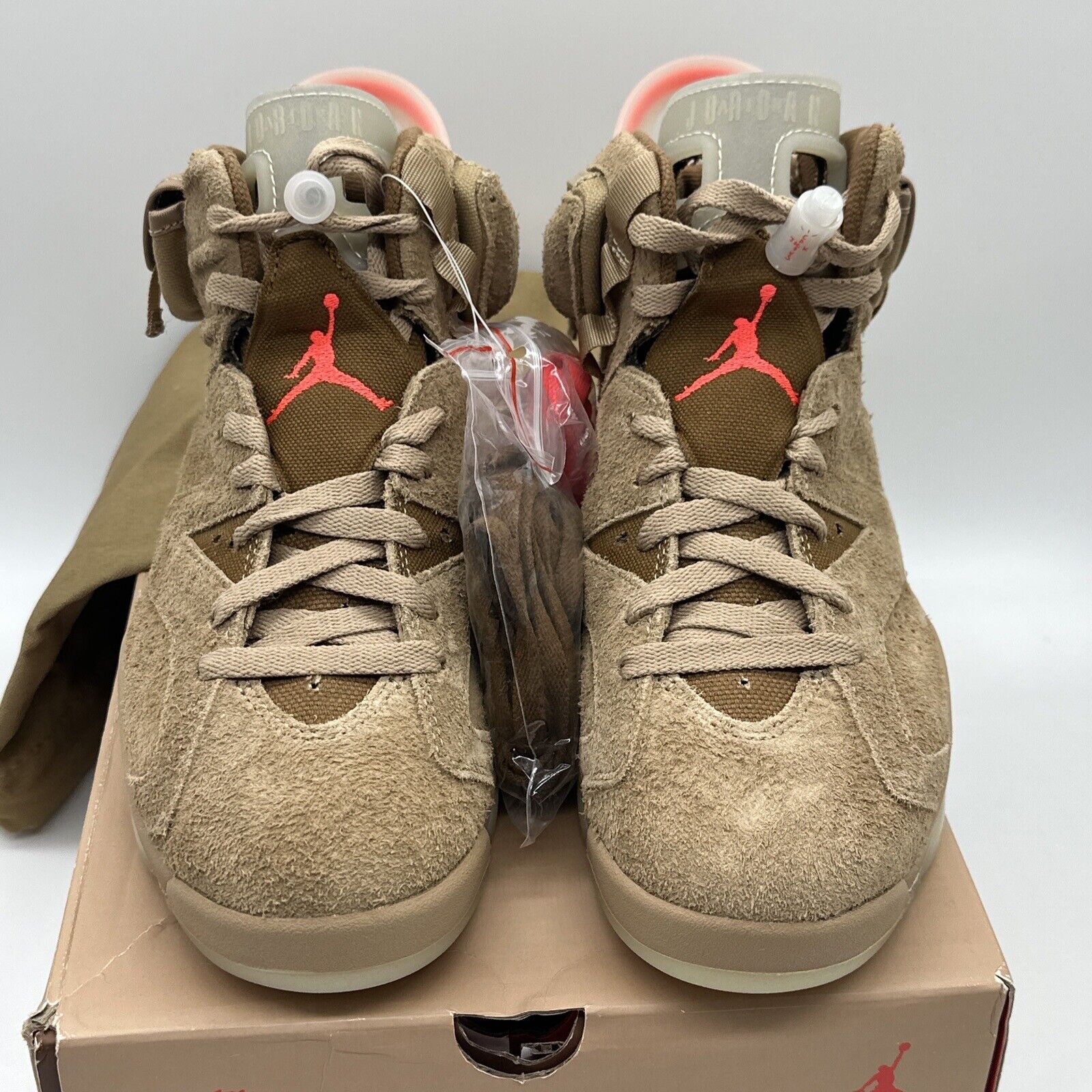 Size 5 - Jordan 6 Retro x Travis Scott Mid British Khaki Brown OG All Red Yellow