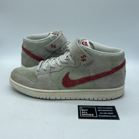 Size 12 - Nike SB Dunk Mid White Widow Red Grey Suede (AQ2207-163)