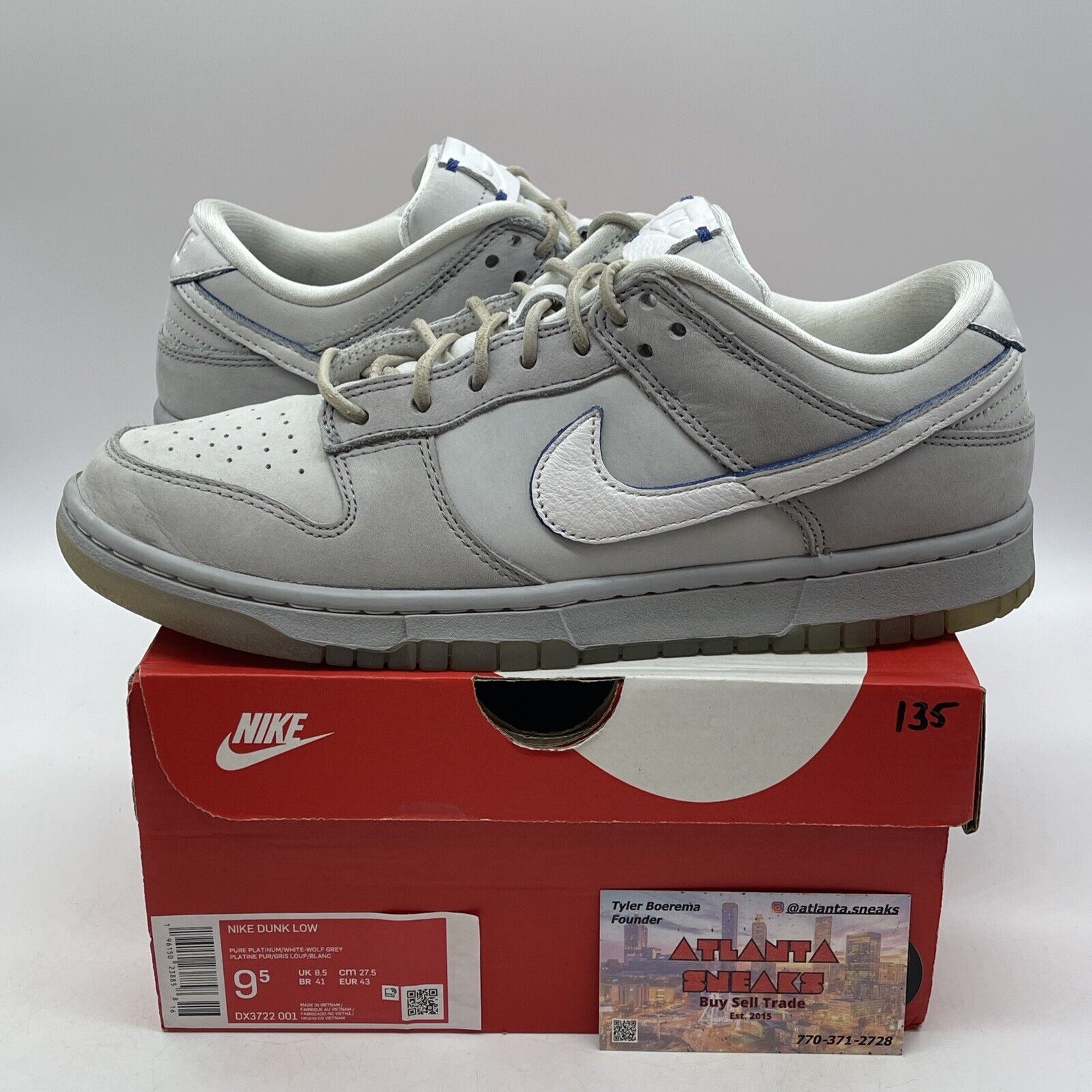 Size 9.5 - Nike Dunk Low Wolf Grey Pure Platinum White Blue Suede (DX3722-001)