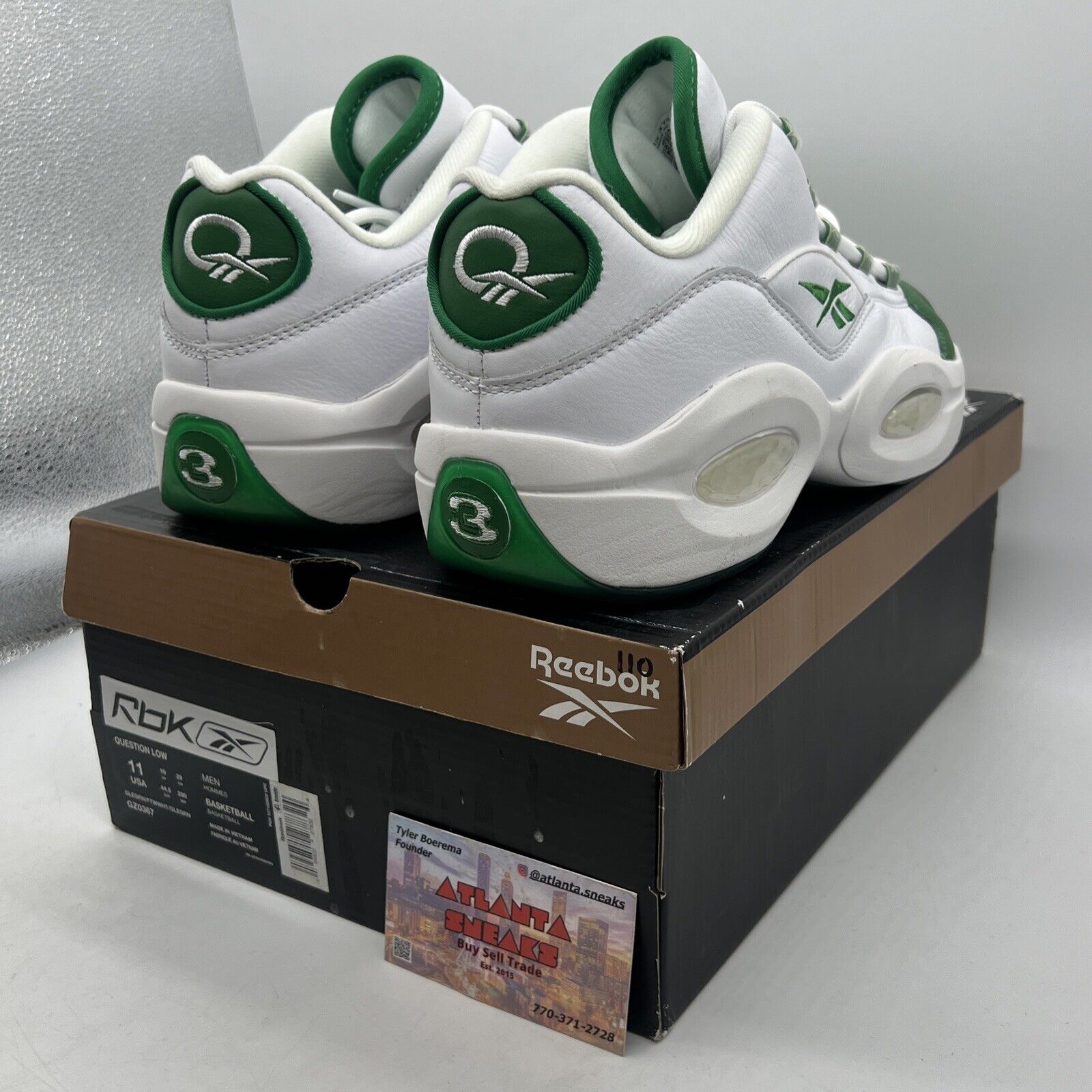 Size 11 - Reebok Question Low Green Toe White Leather (GZ0367)