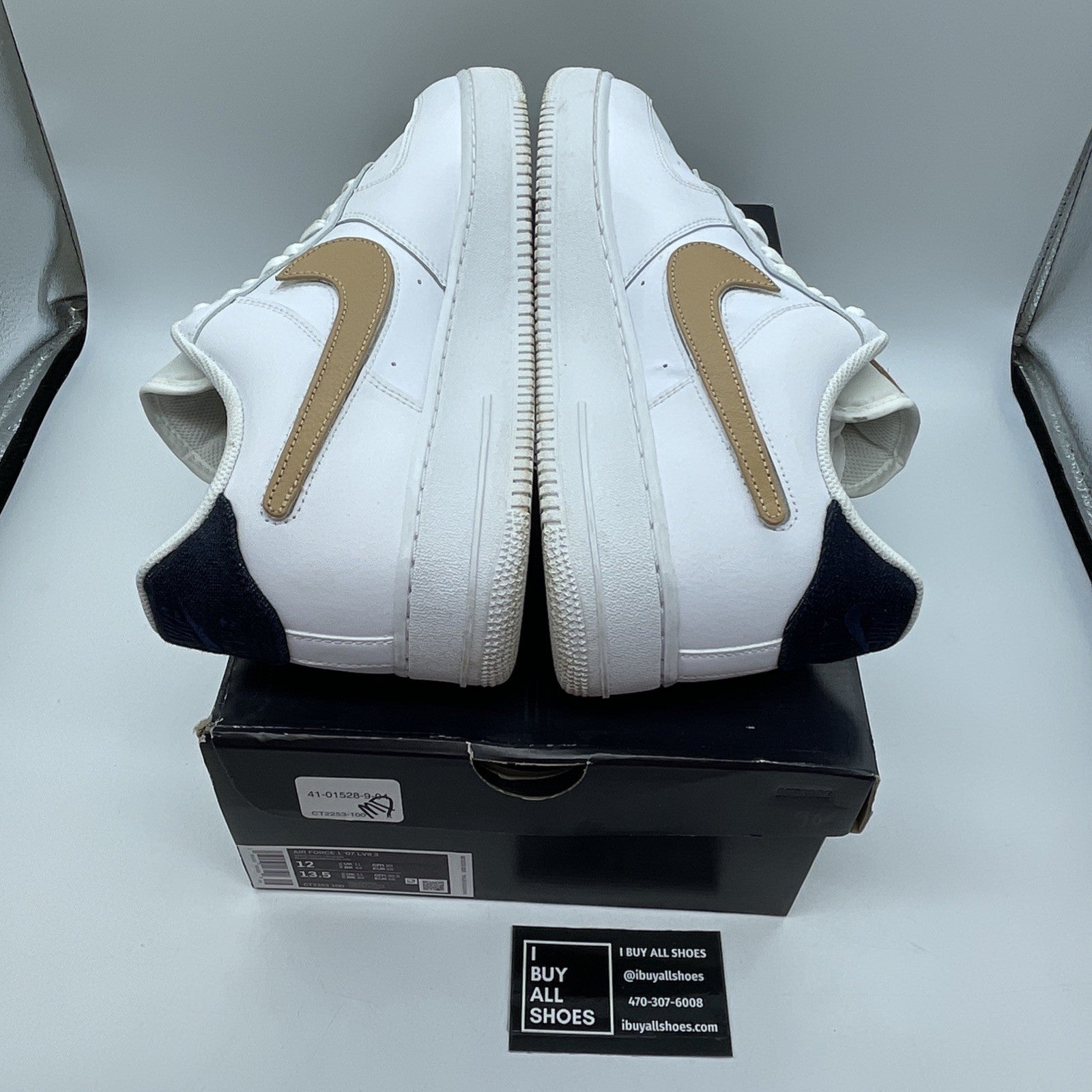 Size 12 - Nike Air Force 1 '07 LV8 Low Removable Swoosh White Vachetta Tan