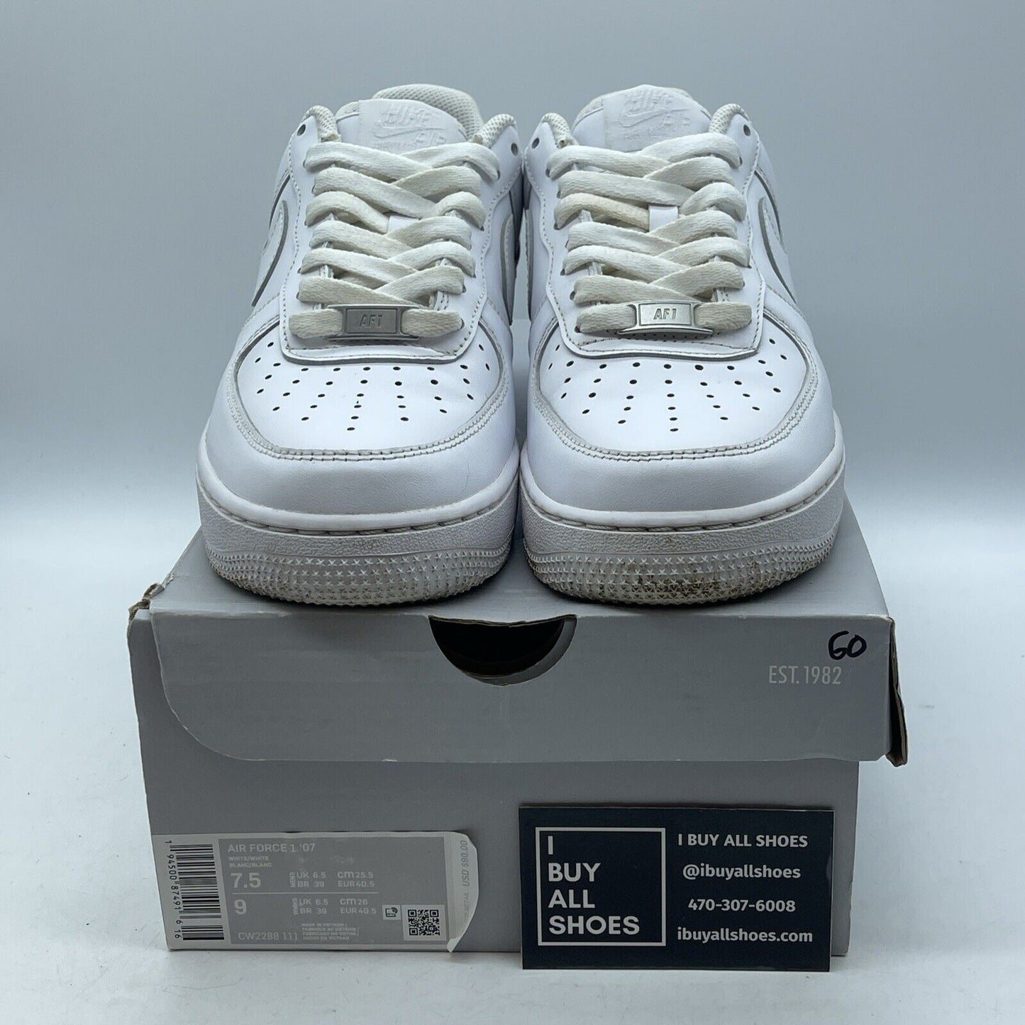 Size 7.5 - Nike Air Force 1 '07 Low Triple White Suede Leather (CW2288-111)