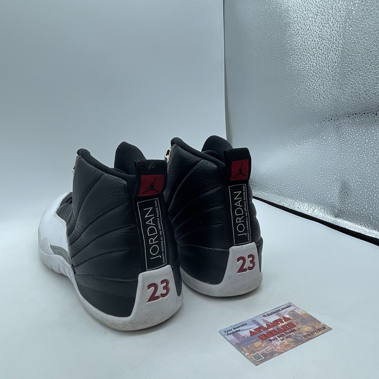 Size 12 - Jordan 12 Retro Mid Playoff Black White Red Leather (CT8013-006)