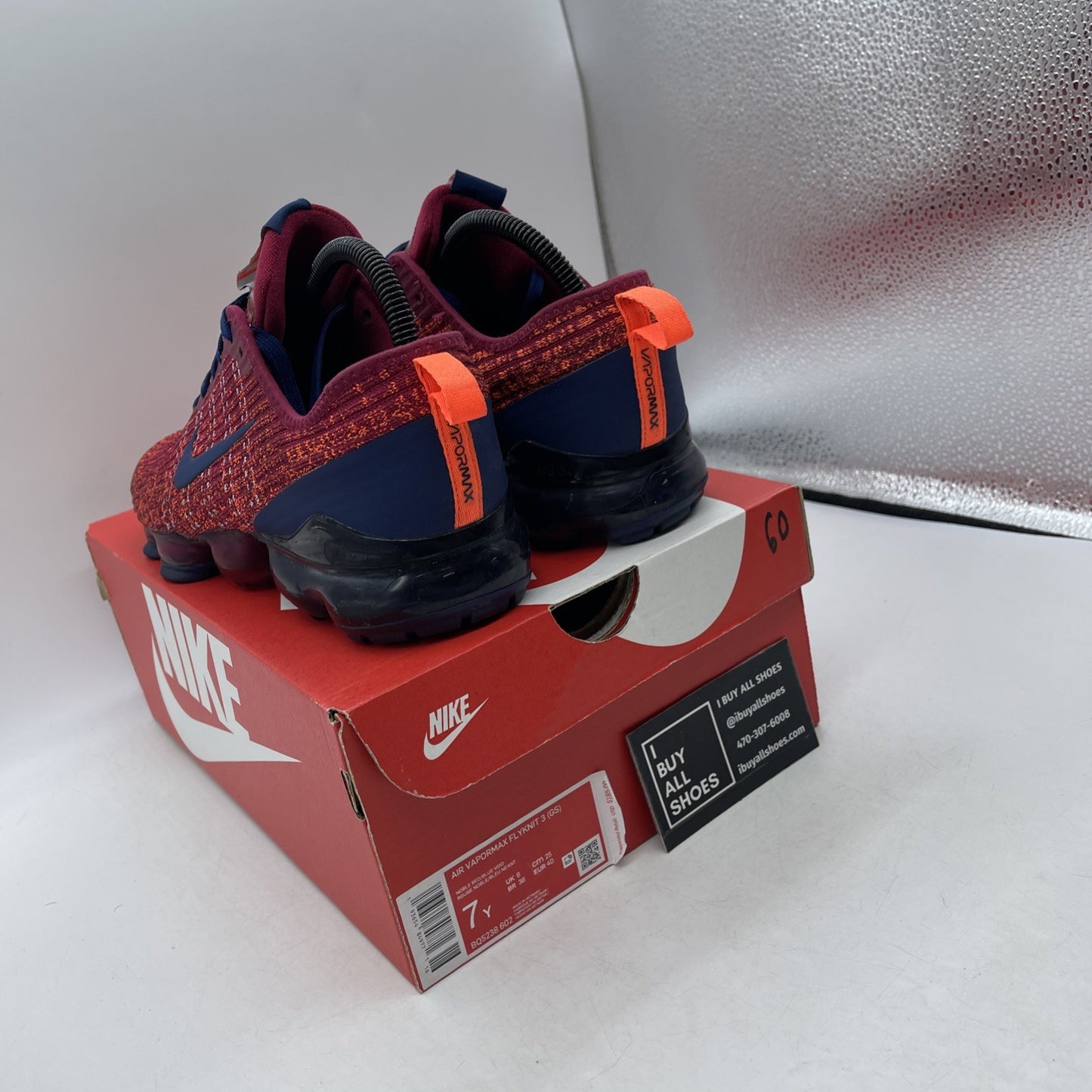 Size 7Y - Nike Air VaporMax Flyknit 3 GS "Noble Red Blue" (BQ5238-602)