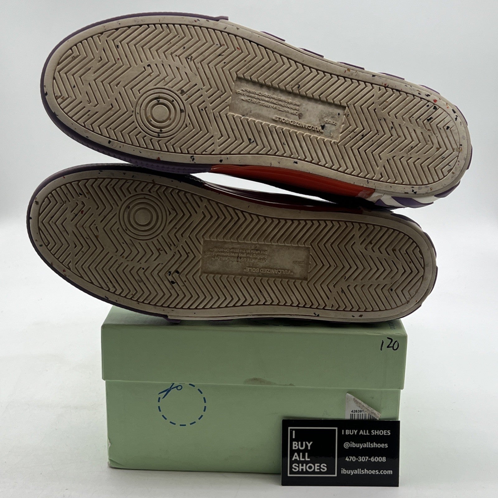 Size 44 - Off-White Women's  Vulcanized Low Canvas Shoes Violet/Violet arrow