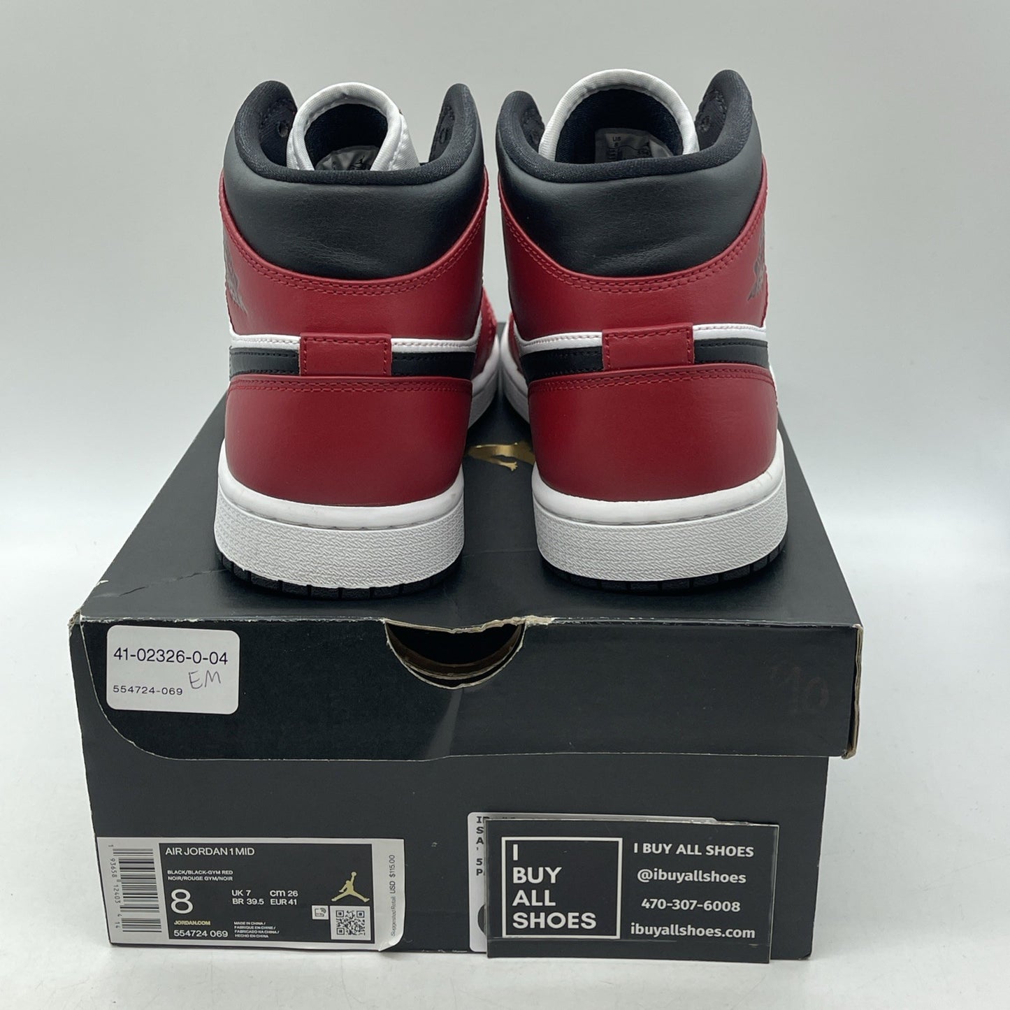 Size 8 - Air Jordan 1 Mid Chicago Black Toe 2020 (554724-069)