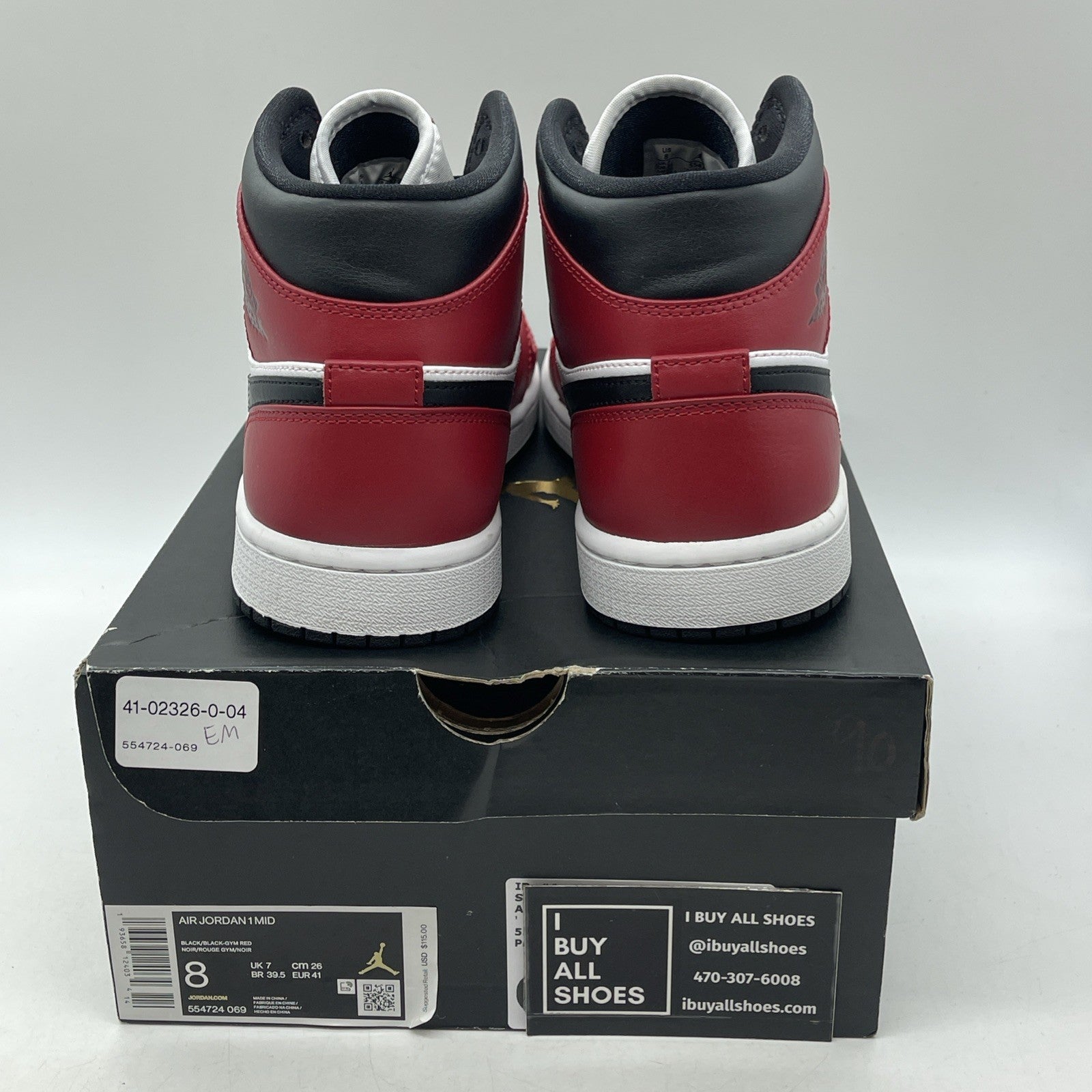Size 8 - Air Jordan 1 Mid Chicago Black Toe 2020 (554724-069)