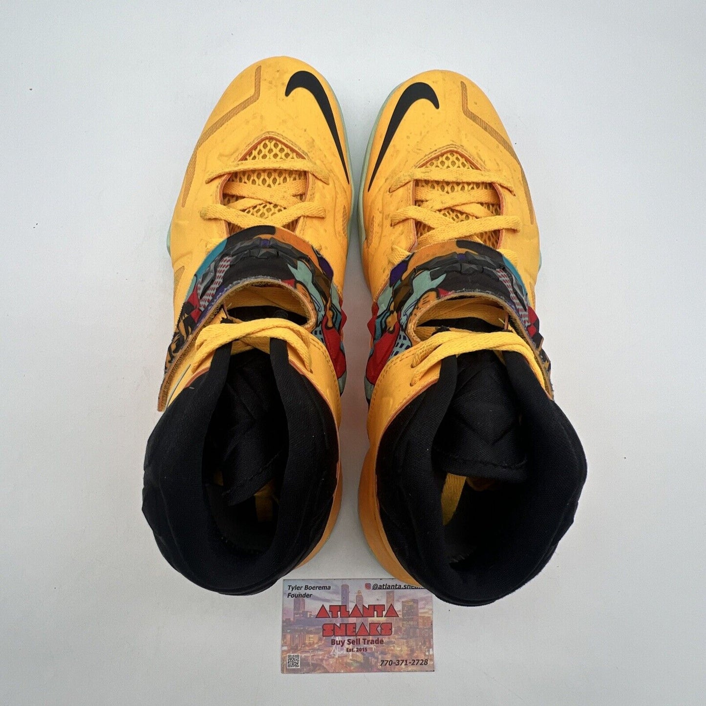 Size 10.5 - Nike LeBron Soldier 7 Pop Art Yellow Aqua Black (599264-800)