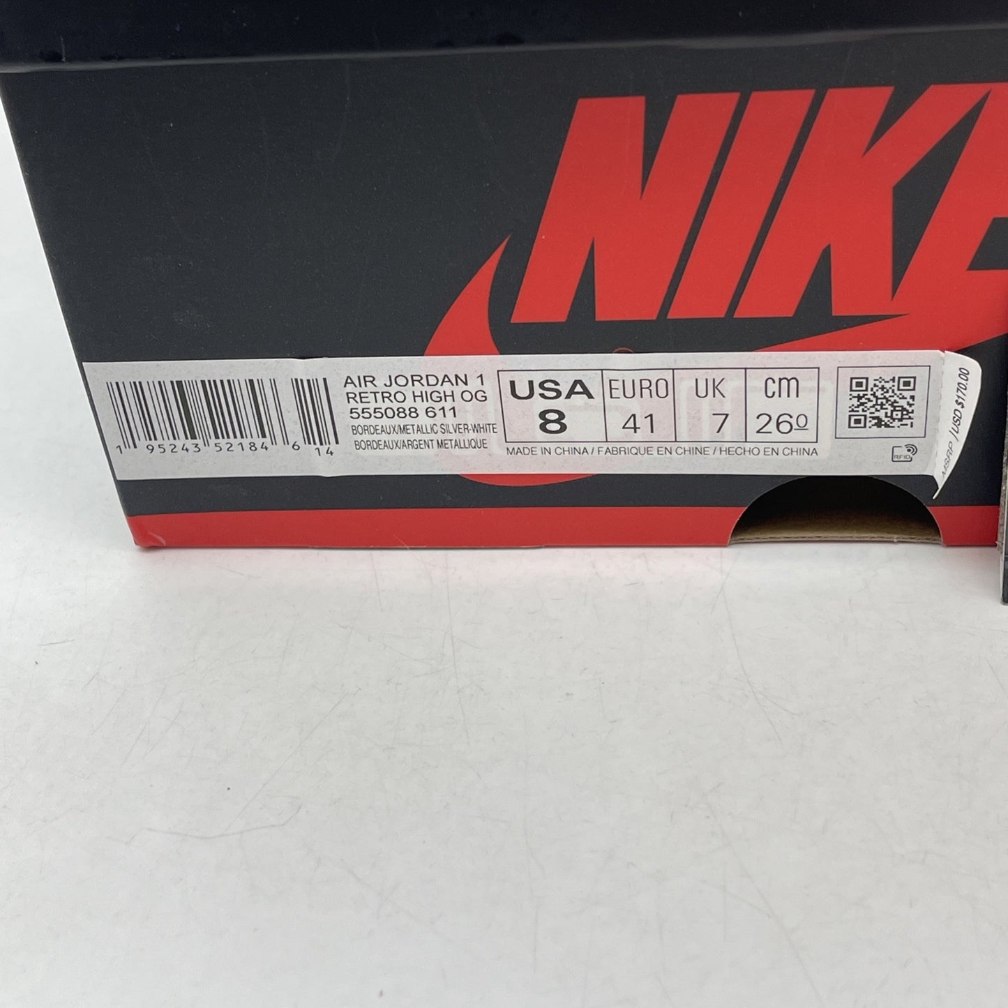 Size 8 - Air Jordan 1 Retro High OG Bordeaux (555088-611)