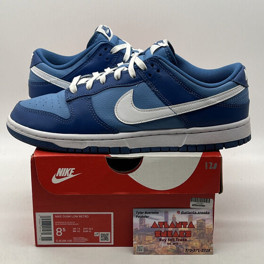 Size 8.5 - Nike Dunk Low Dark Marina Blue White Leather (DJ6188-400)