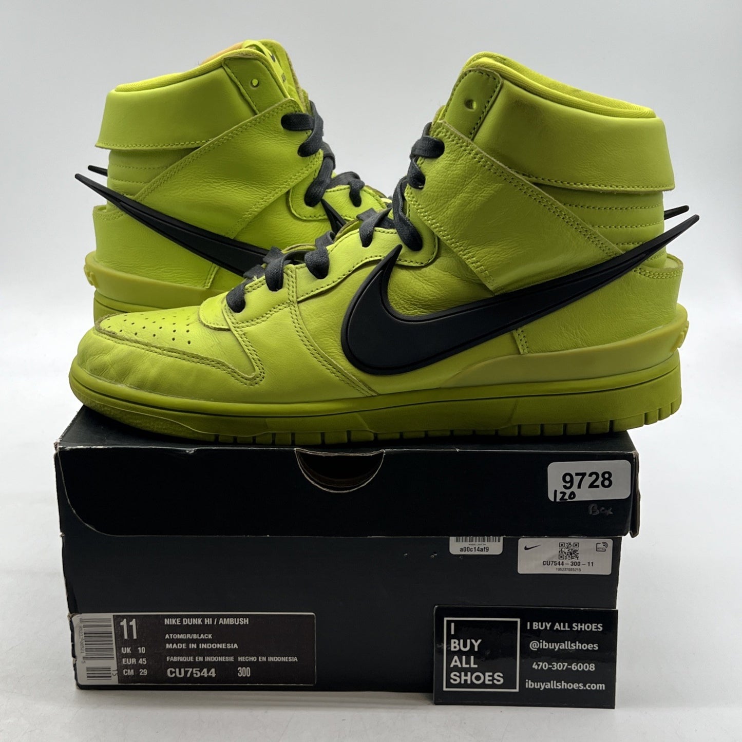 Size 11 - Nike AMBUSH x Dunk High Flash Lime (CU7544-300)