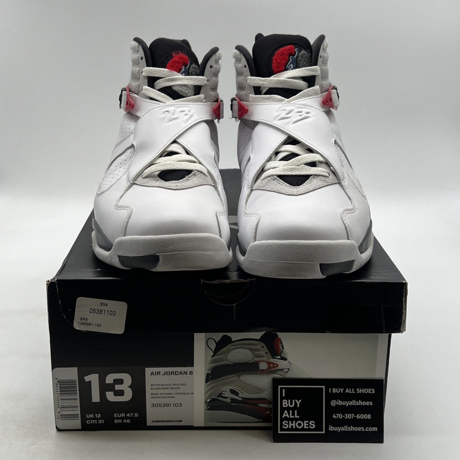 Size 13 - Air Jordan 8 Retro White 2013 (305381-103)