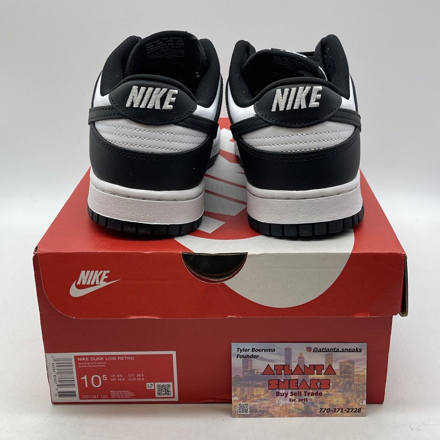 Size 10.5 - Nike Dunk Low Black White Leather (DD1391-100)