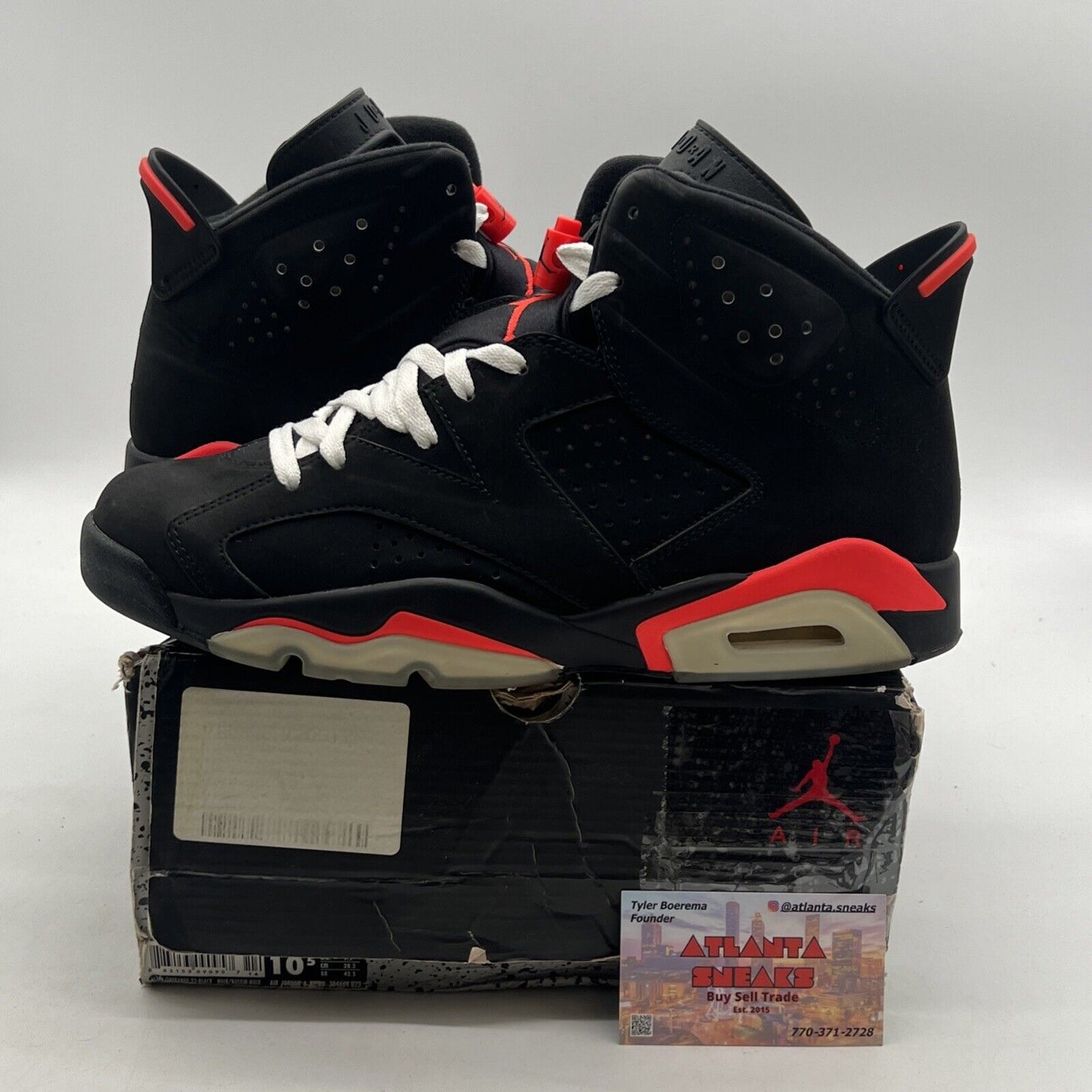 Size 10.5 - Air Jordan 6 Retro Infrared Black 2014 (384664-023)