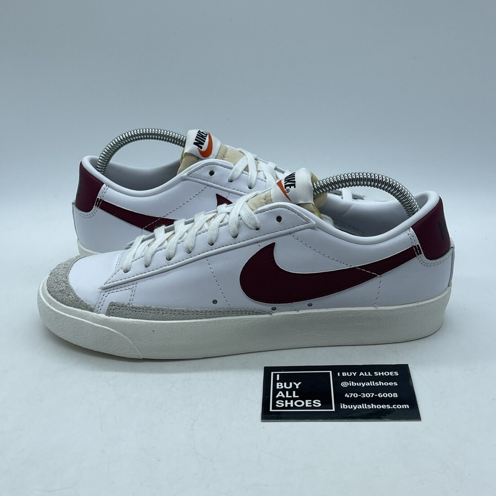 Size 8 - Nike Blazer '77 Vintage Low Team Red Burgundy White Leather -DA6364-102