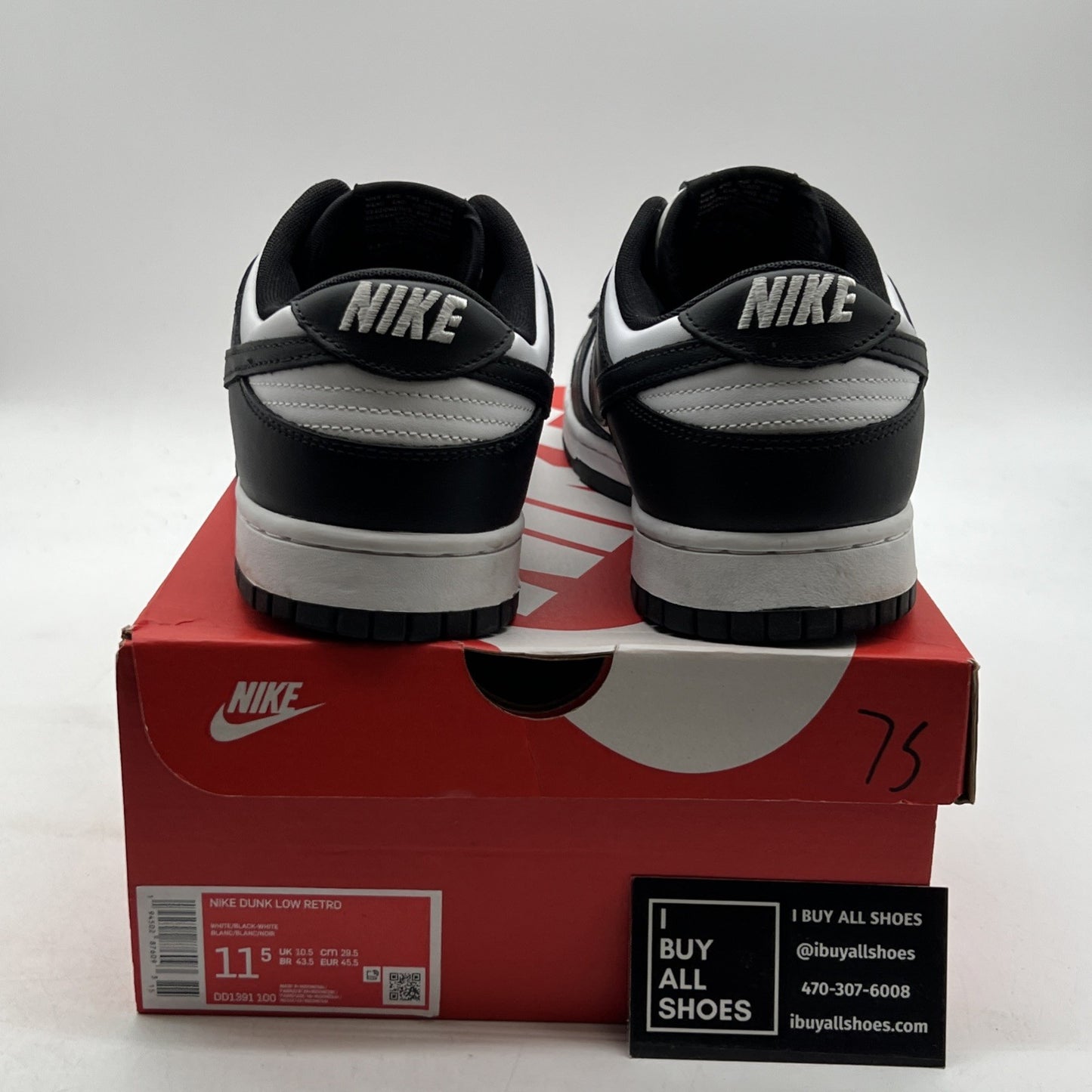 Size 11.5 - Nike Dunk Low Black White (DD1391-100)