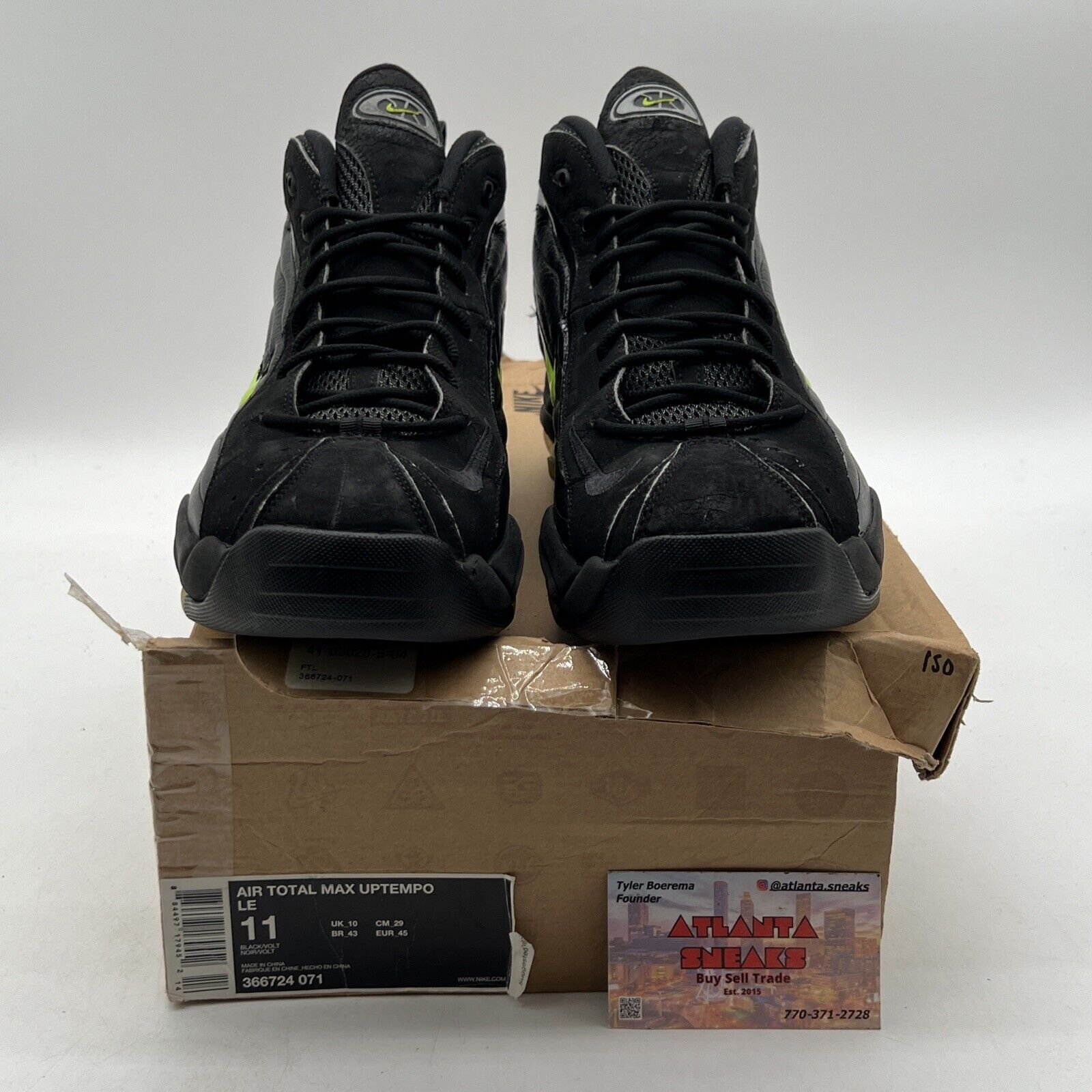 Size 11 - Nike Air Total Max Uptempo LE Black Volt Leather (366724-071)