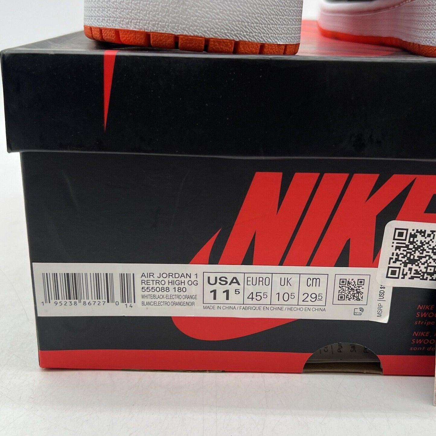 Size 11.5 - Jordan 1 Retro High Electro Orange (555088-180)