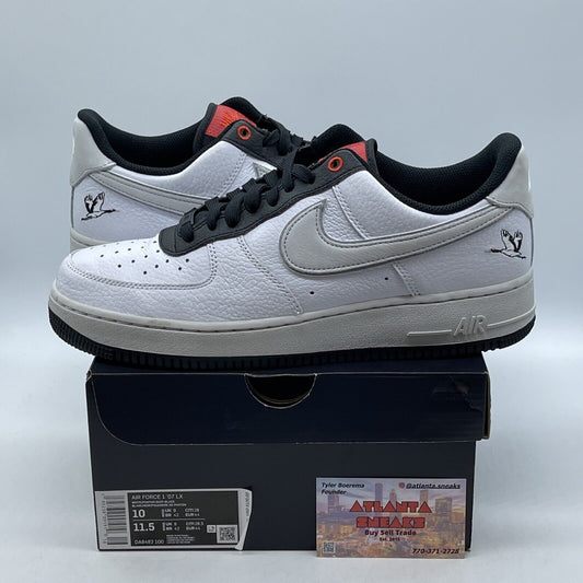 Size 10 - Nike Air Force 1 '07 LX Crane White Black Grey Red Suede (DA8482-100)