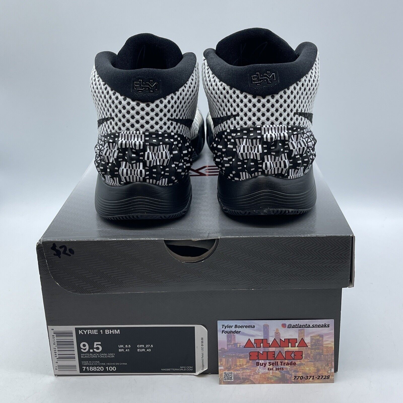 Size 9.5 - Nike Kyrie 1 BHM Black White Suede Leather (718820-100)