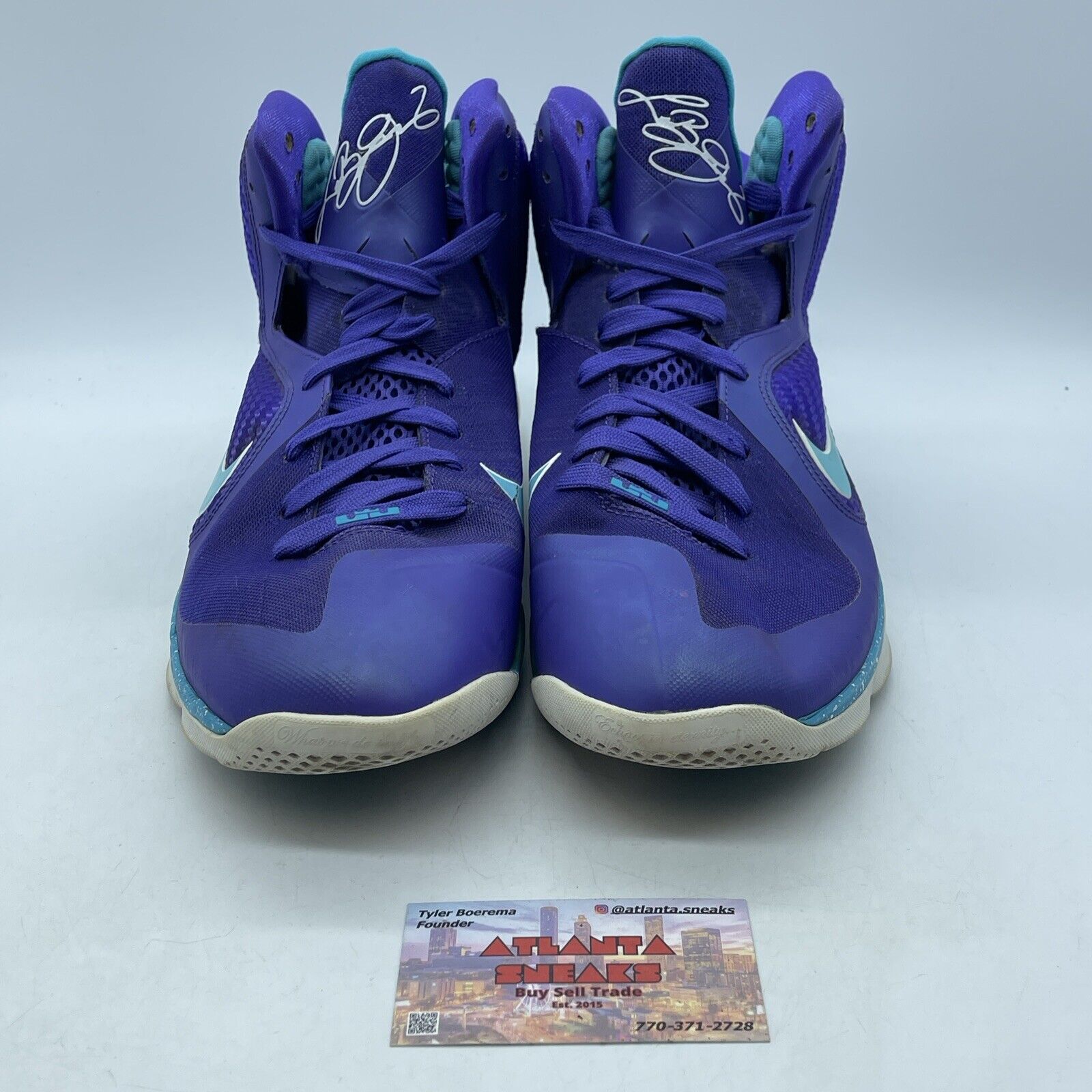Size 10.5 - Nike LeBron 9 Summit Lake Hornets Purple Suede Leather (469764-500)