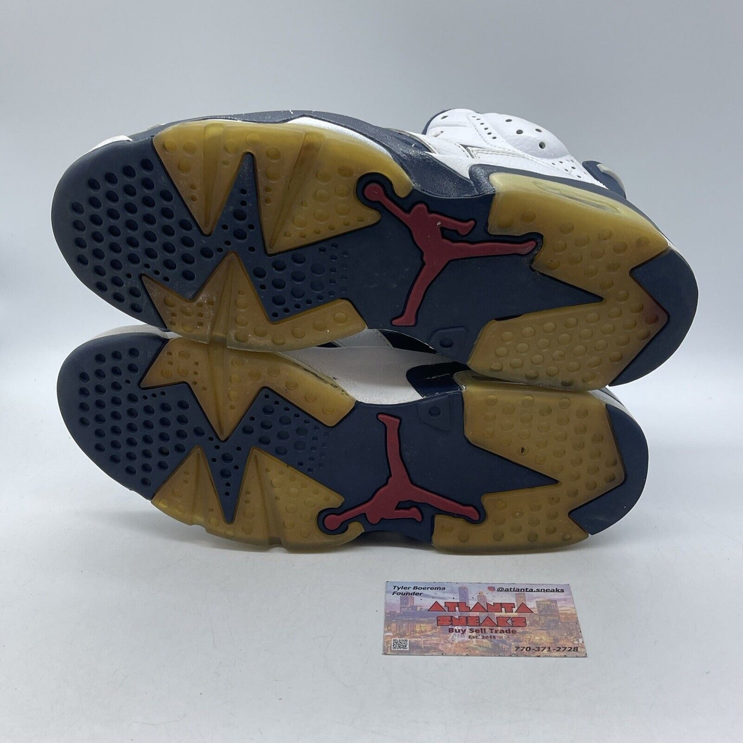 Size 9.5 - Air Jordan 6 Retro 2012 Olympic White Blue Leather (384664-130)