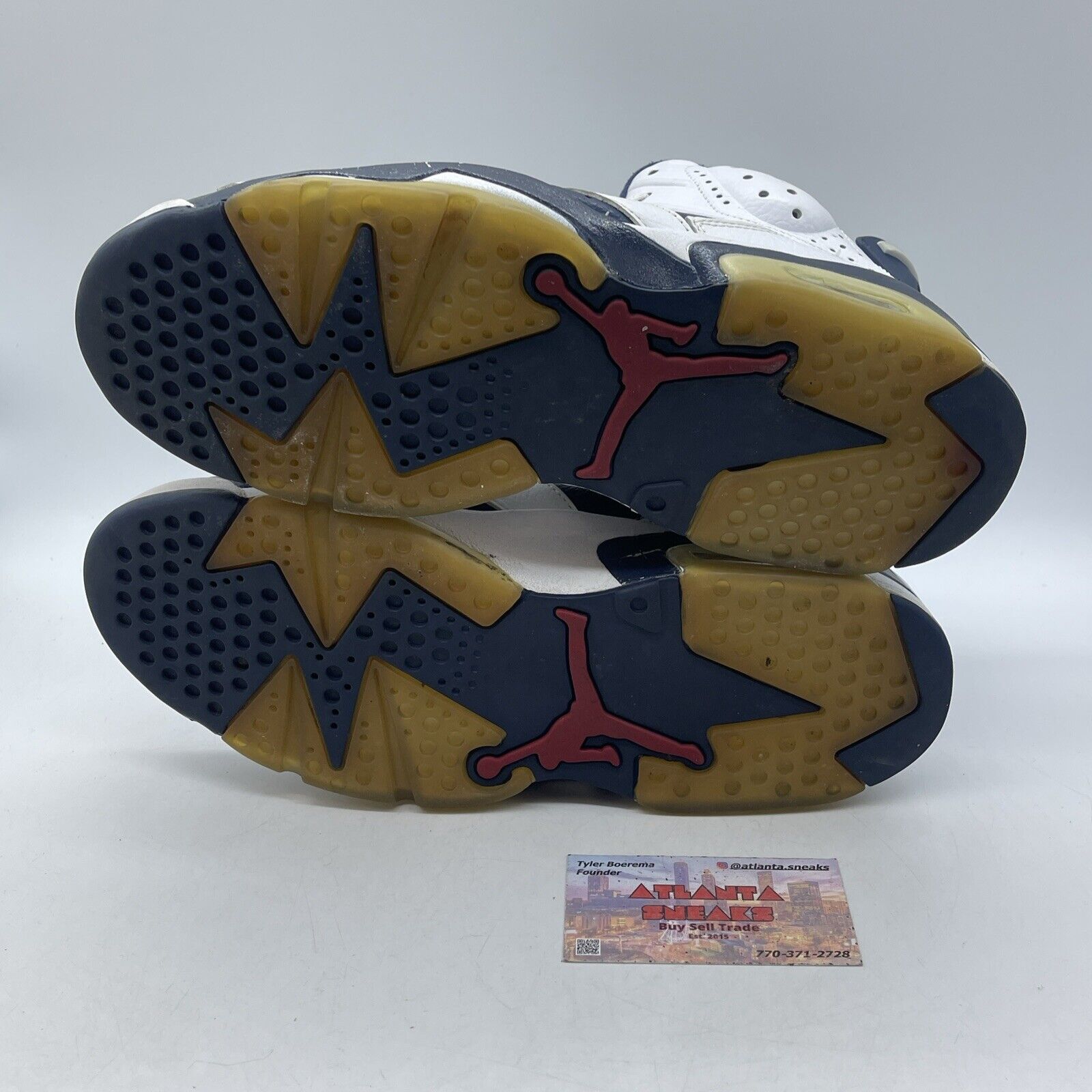 Size 9.5 - Air Jordan 6 Retro 2012 Olympic White Blue Leather (384664-130)