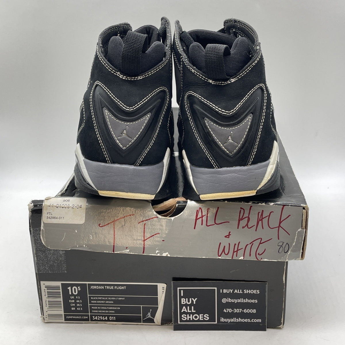 Size 10.5 - Air Jordan True Flight Black (342964-011)