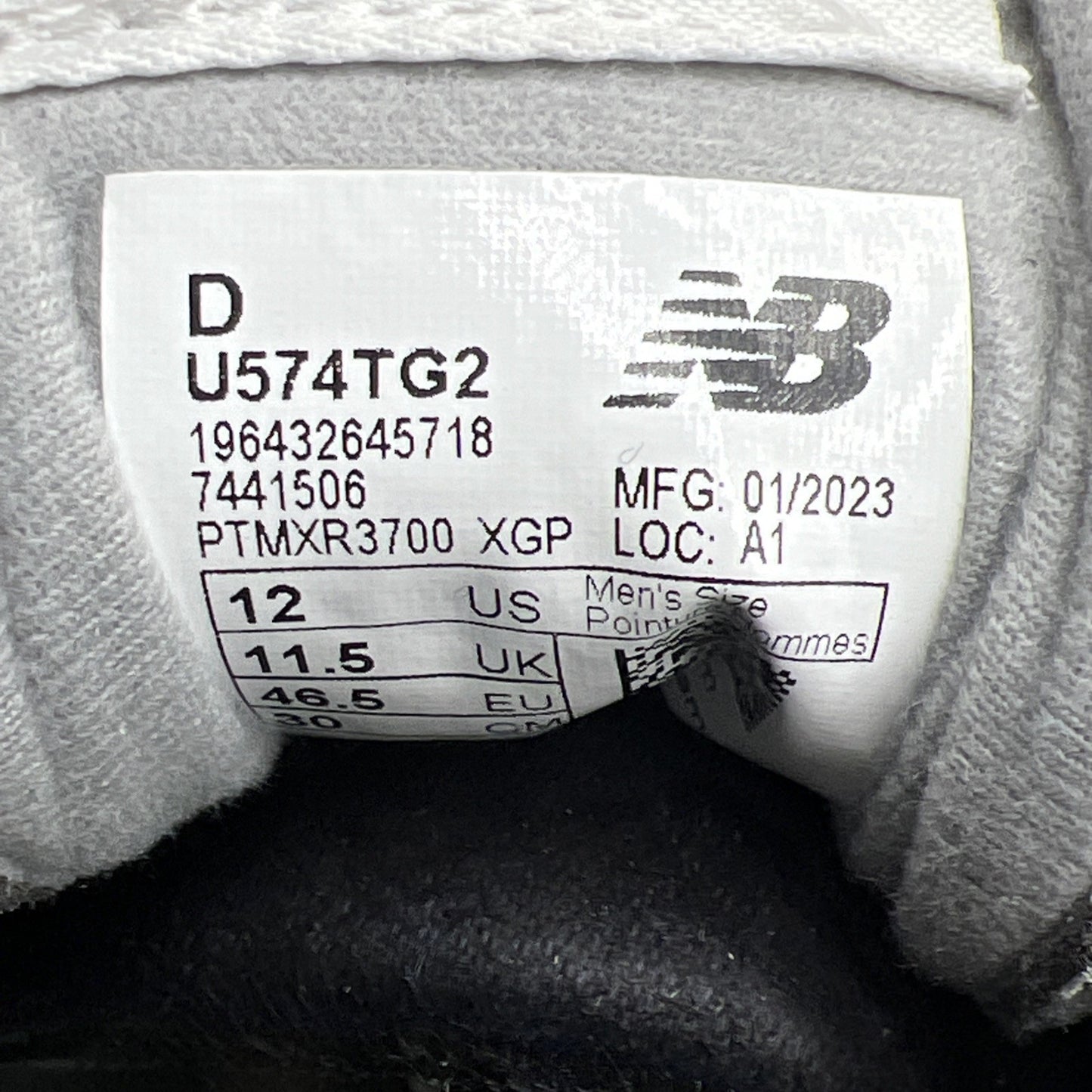 Size 12 - New Balance 574 Grey White (U574TG2)