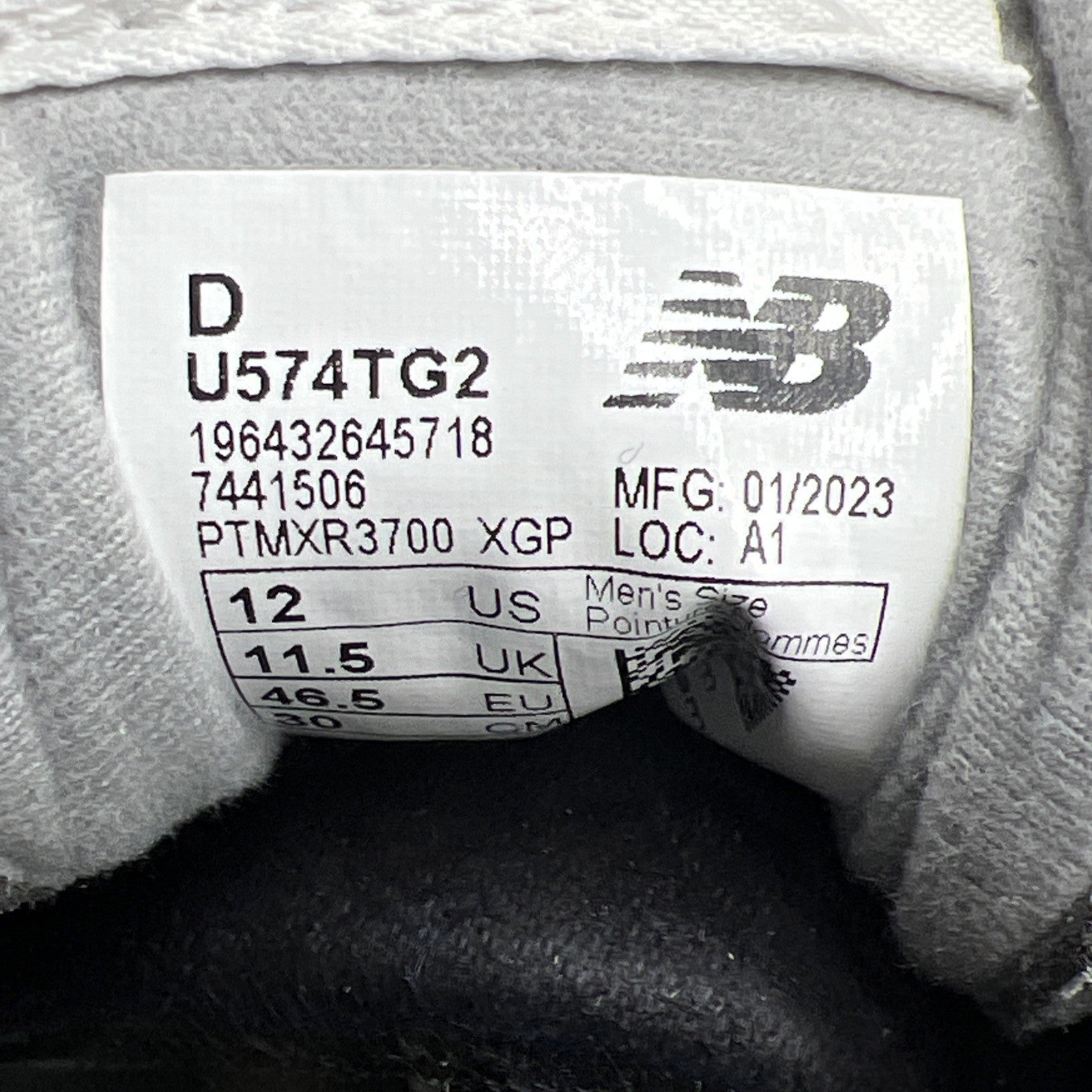 Size 12 - New Balance 574 Grey White (U574TG2)
