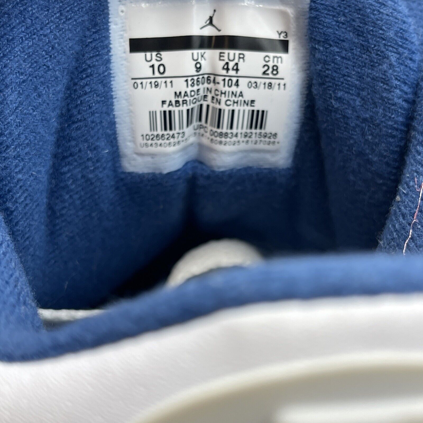 Size 10 - Air Jordan 3 Retro True Blue White Leather Grey Suede (136064-104)
