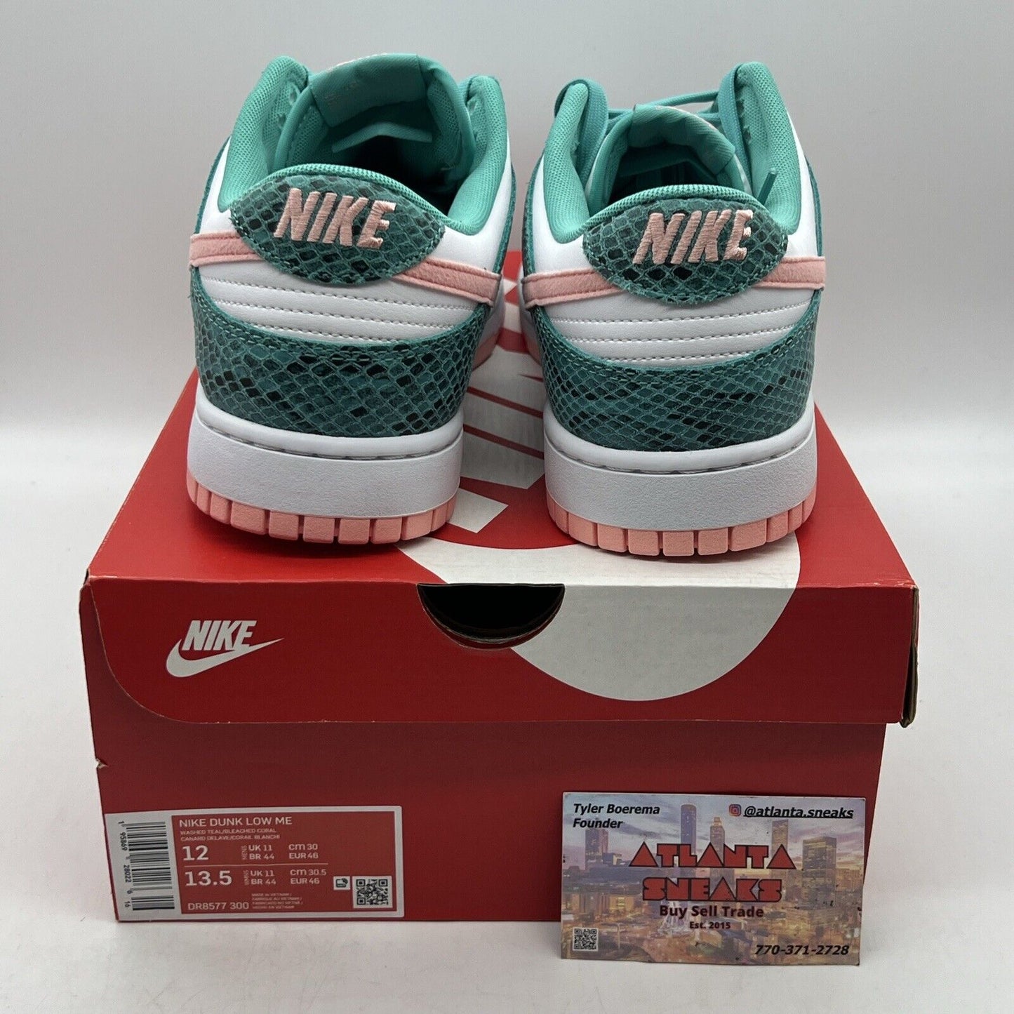 Size 12 - Nike Dunk Low Washed Teal Snakeskin 2022 Brand New Og All