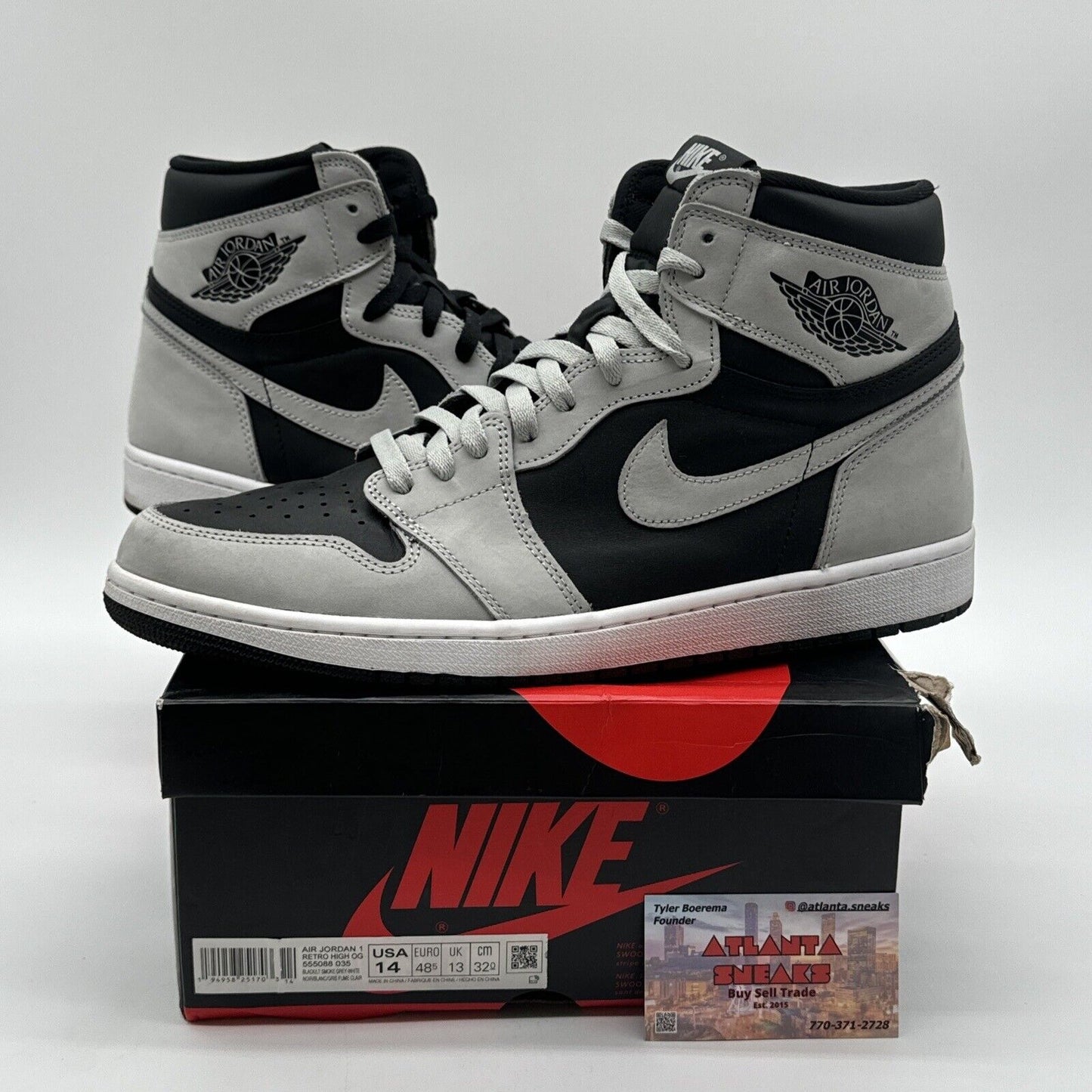 Size 14 - Jordan 1 Retro OG High Shadow 2.0 Grey Suede Black Leathers OG Box