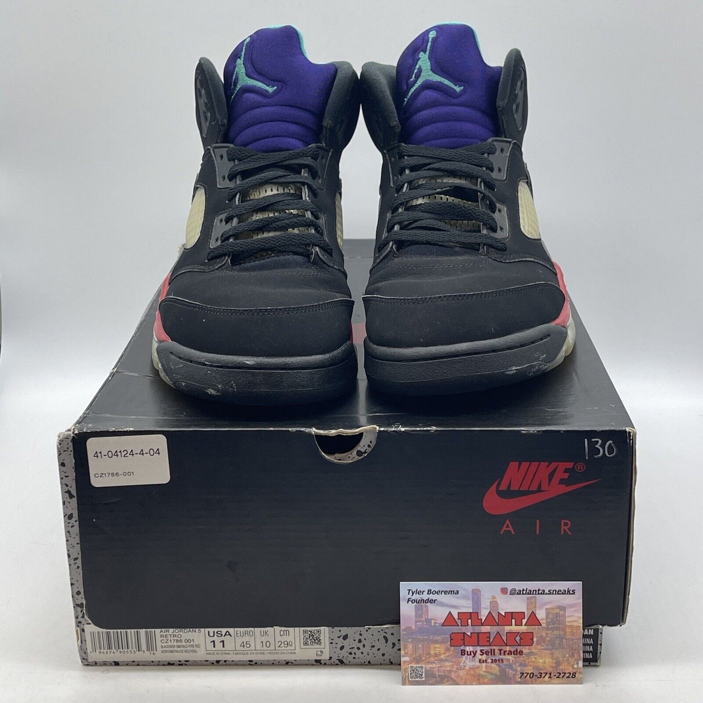 Size 11 - Jordan 5 Retro Top 3 Black 2020 Red Silver blue Suede (CZ1786-001)