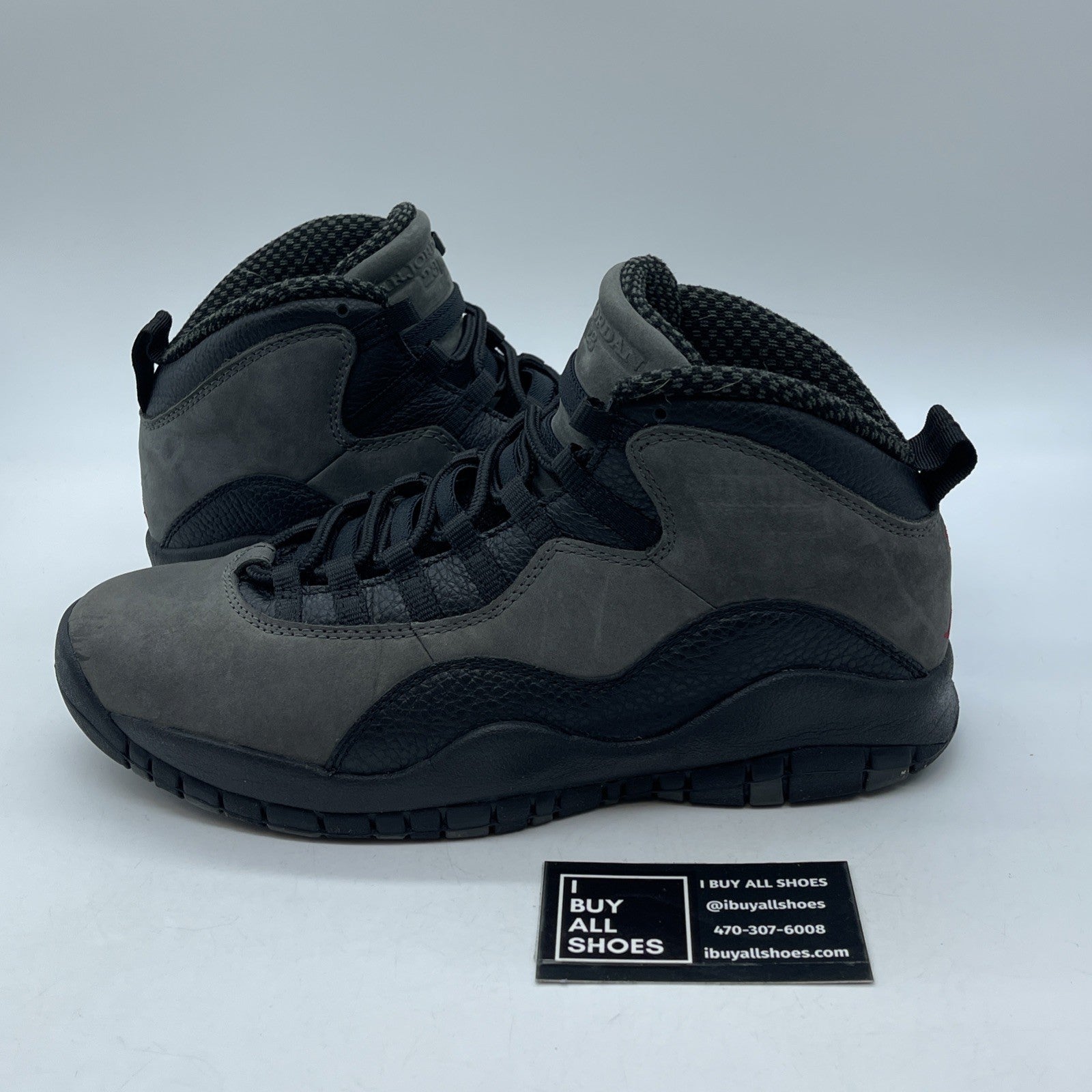 Size 9.5 - Air Jordan 10 Retro 2018 Shadow Grey Black Red Suede (310805-002)