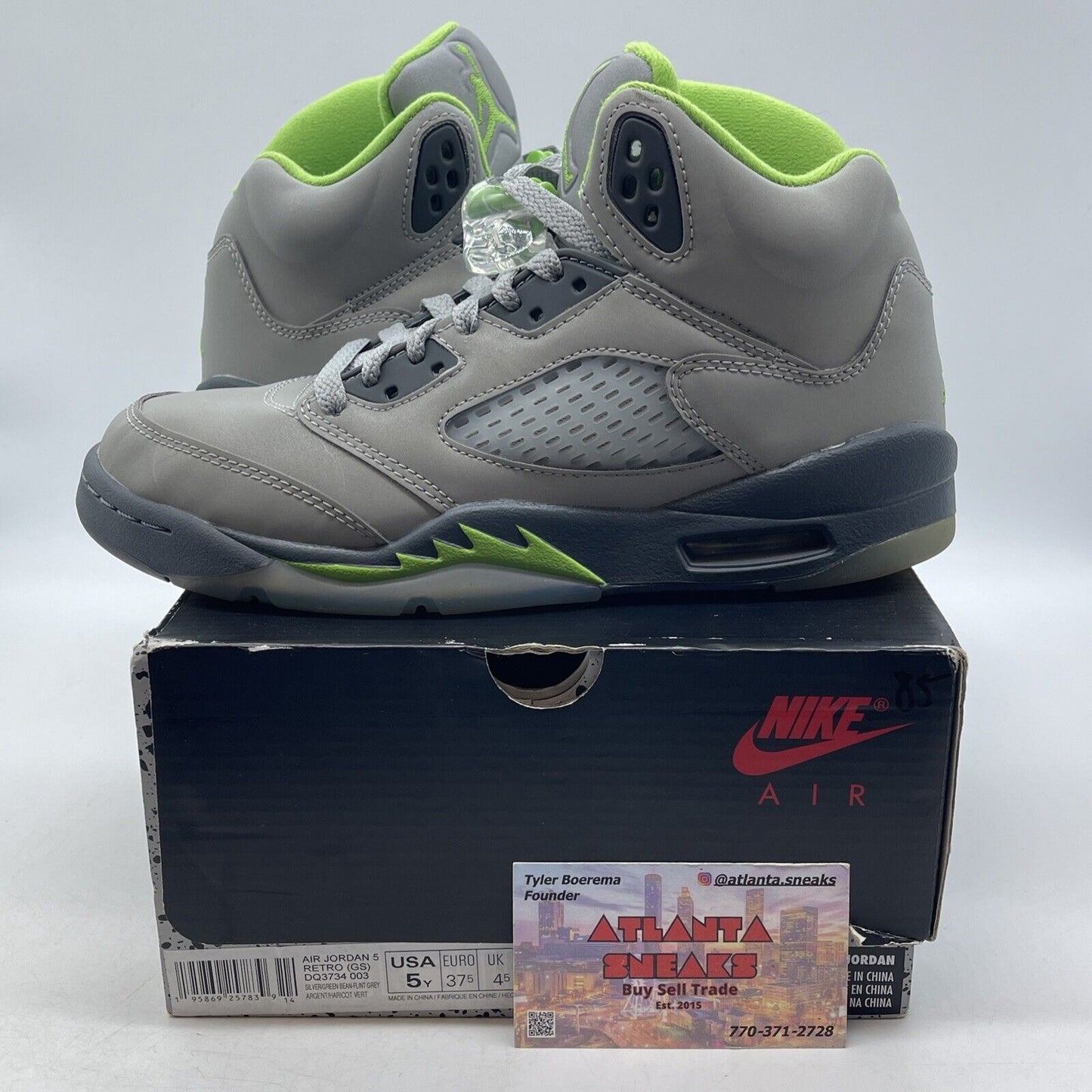 Size 5 (GS) - Jordan 5 Retro 2022 Mid Green Bean Grey (DQ3734-003)