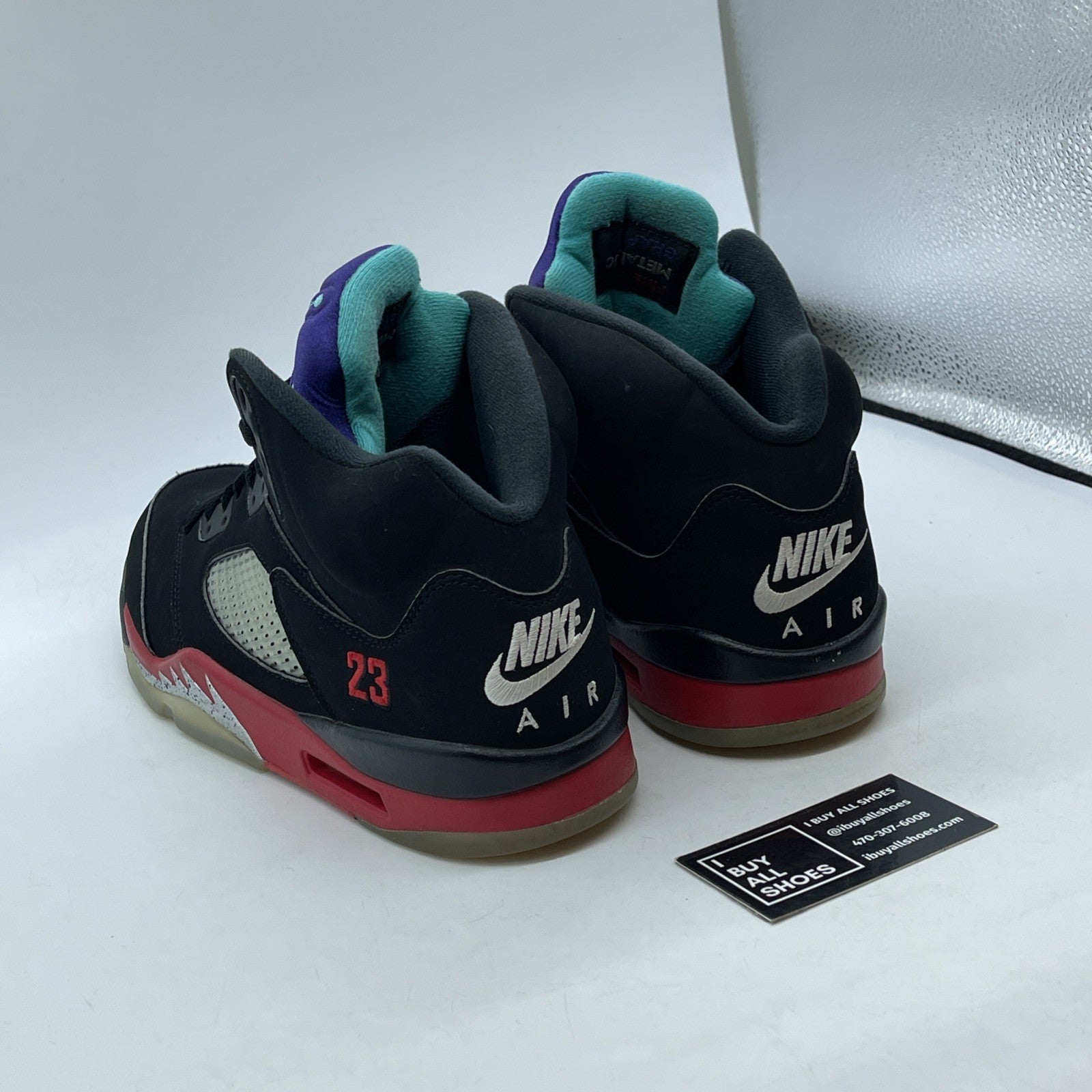 Size 11.5 - Jordan 5 Retro Top 3 Black 2020 Red White Suede (CZ1786-001)