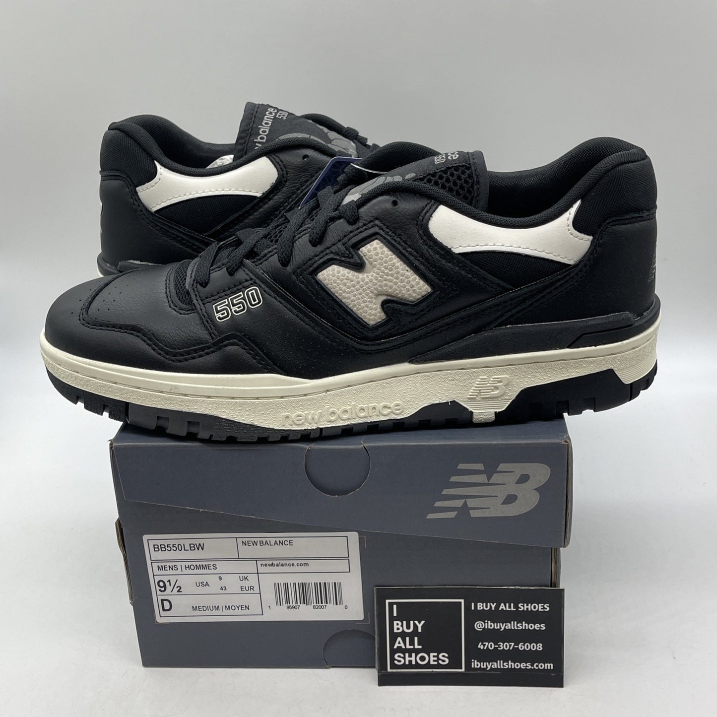 Size 9.5 - New Balance 550 Panda Black White Leather (BB550LBW)