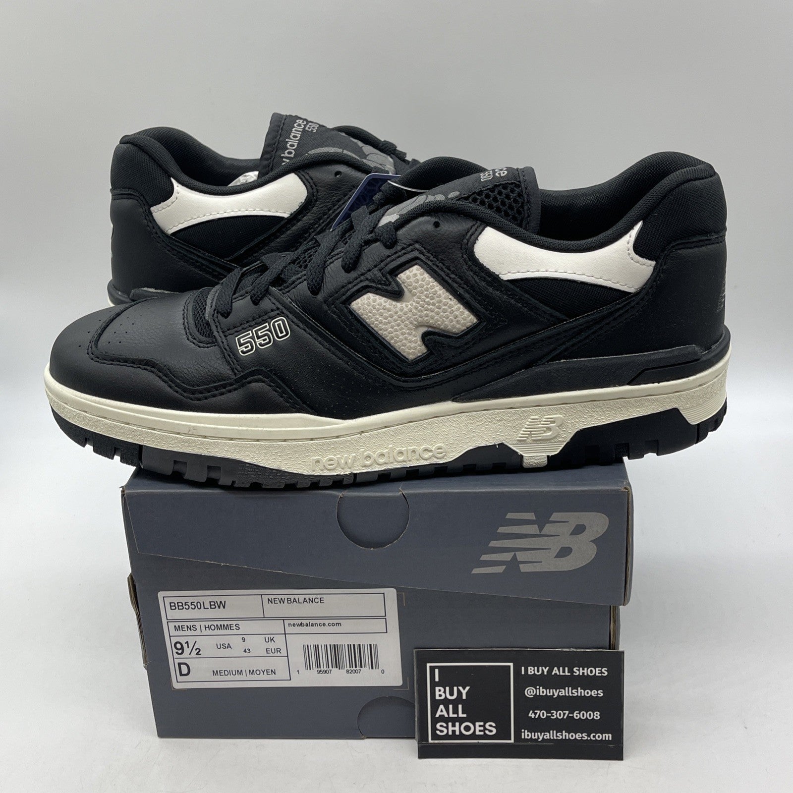 Size 9.5 - New Balance 550 Panda Black White Leather (BB550LBW)