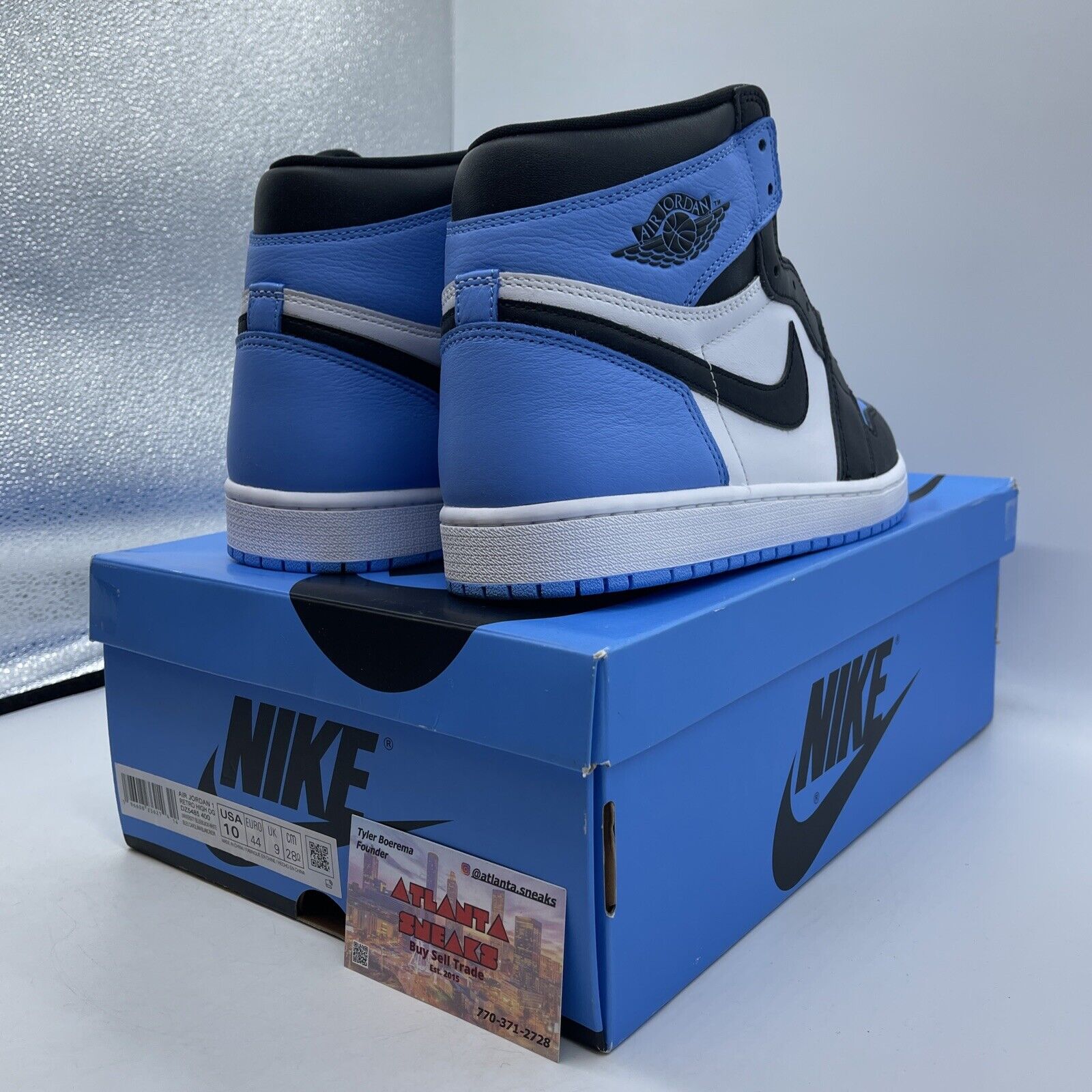 Size 10 - Jordan 1 Retro OG High UNC Toe Black White Blue Leather (DZ5485-400)